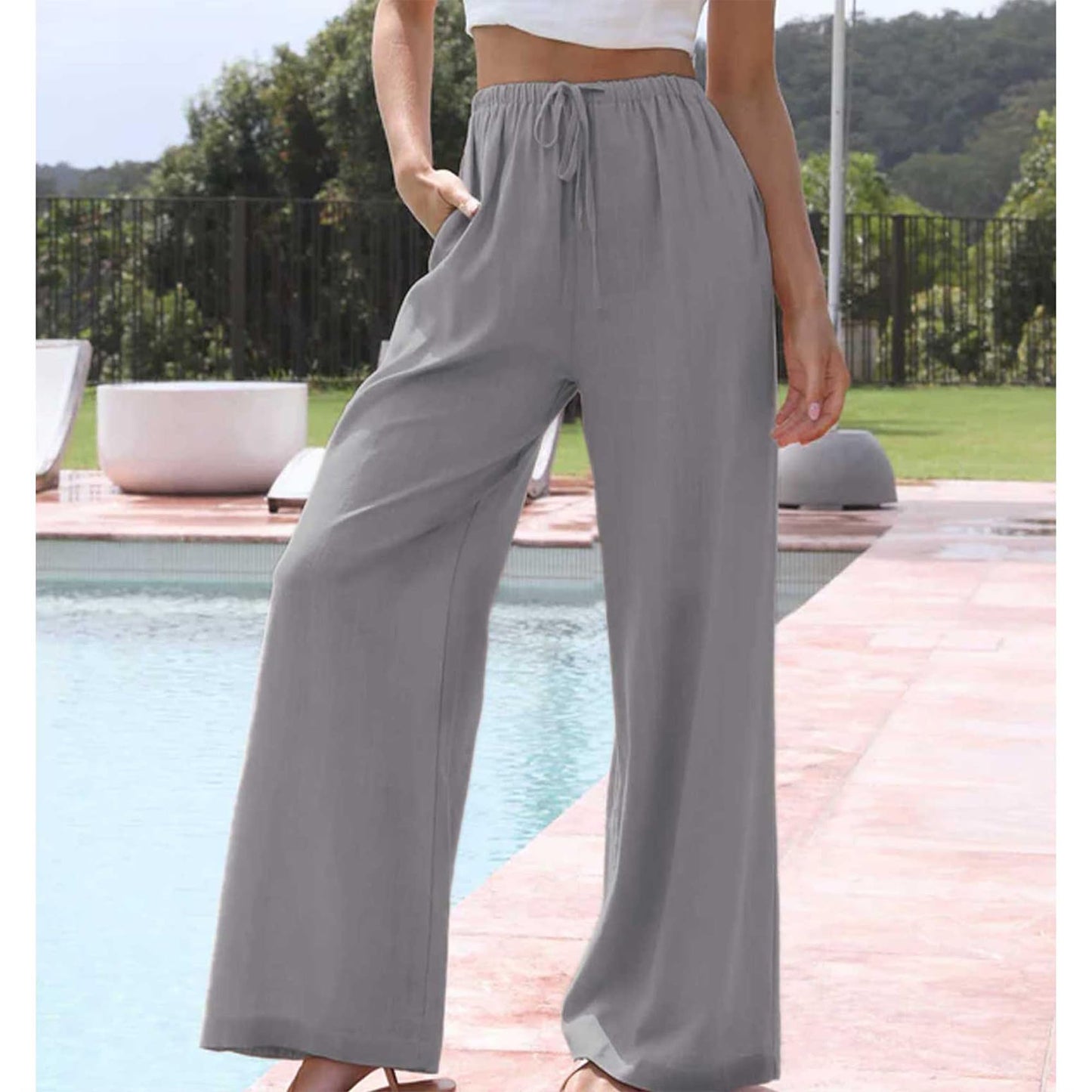 Cotton Linen Palazzo Pants