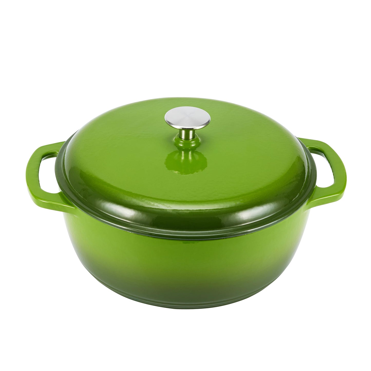 Cast Iron Dutch Oven Pot with Lid, Enameled, Round, Dual Handles, Heavy-Duty, Small, 4.3-Quart, White