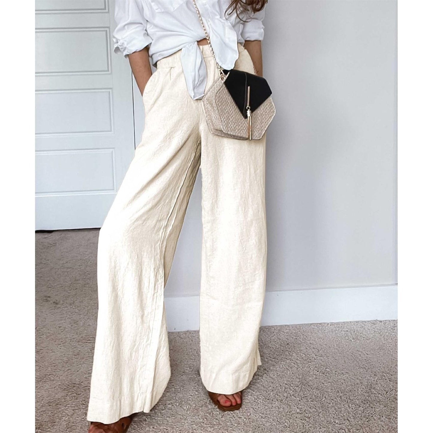 Cotton Linen Palazzo Pants