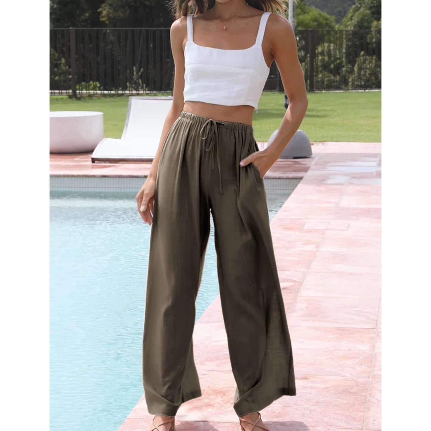 Cotton Linen Palazzo Pants