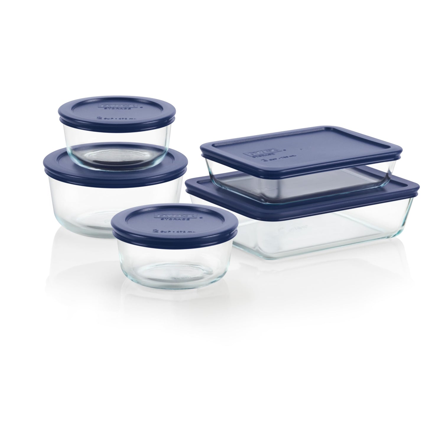 Pyrex 14-Pc Glass Food Storage Set - 7, 4, 2 & 1-Cup Round Containers with Lids - BPA-Free, Dishwasher & Microwave Safe