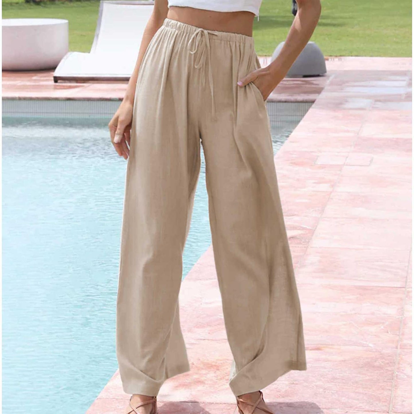 Cotton Linen Palazzo Pants