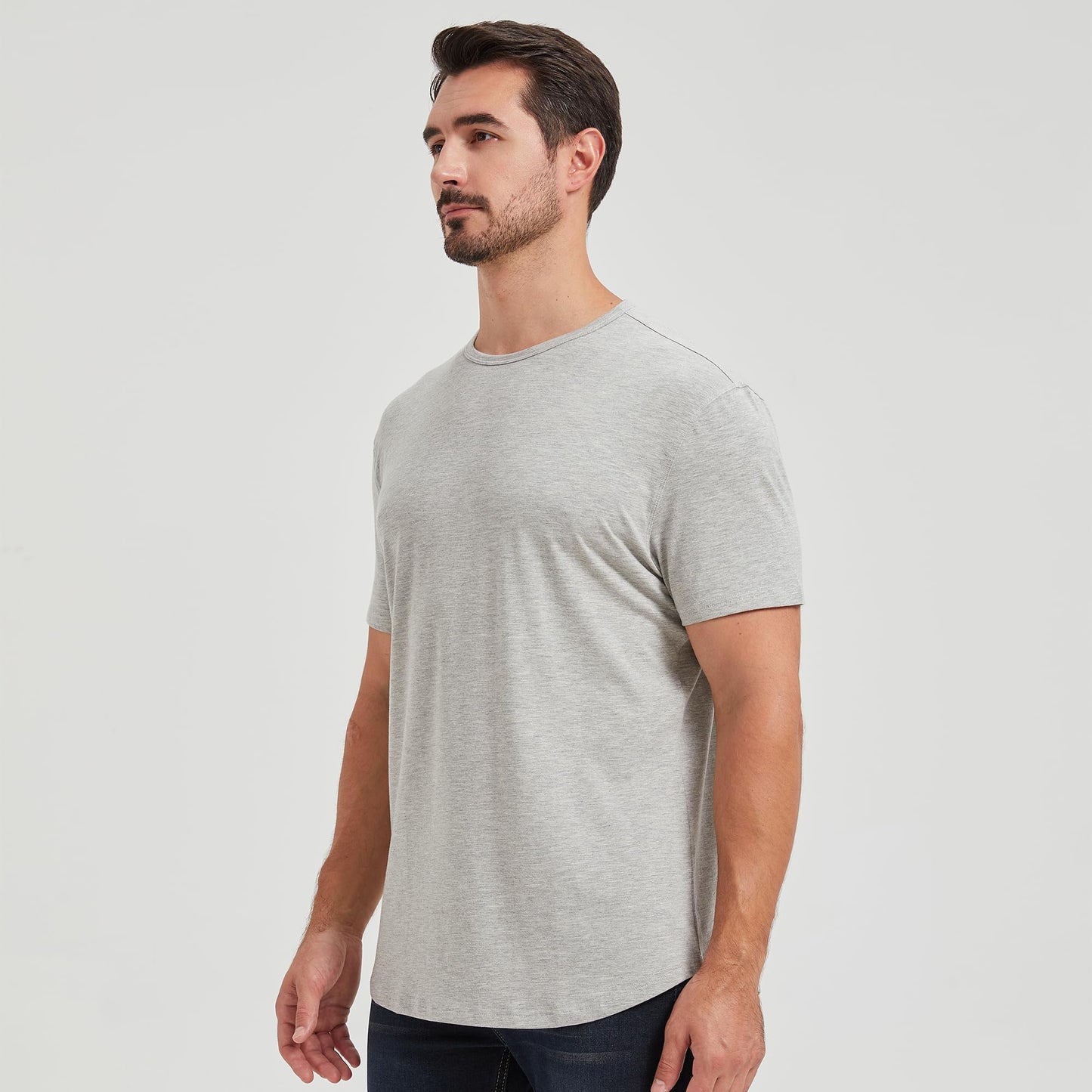 Men's Ultra Soft Bamboo Viscose T-Shirt Curve Hem Lightweight Cooling Short/Long Sleeve Casual Basic Tee Shirt