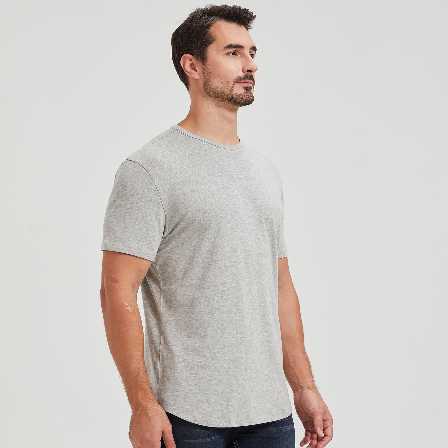 Men's Ultra Soft Bamboo Viscose T-Shirt Curve Hem Lightweight Cooling Short/Long Sleeve Casual Basic Tee Shirt