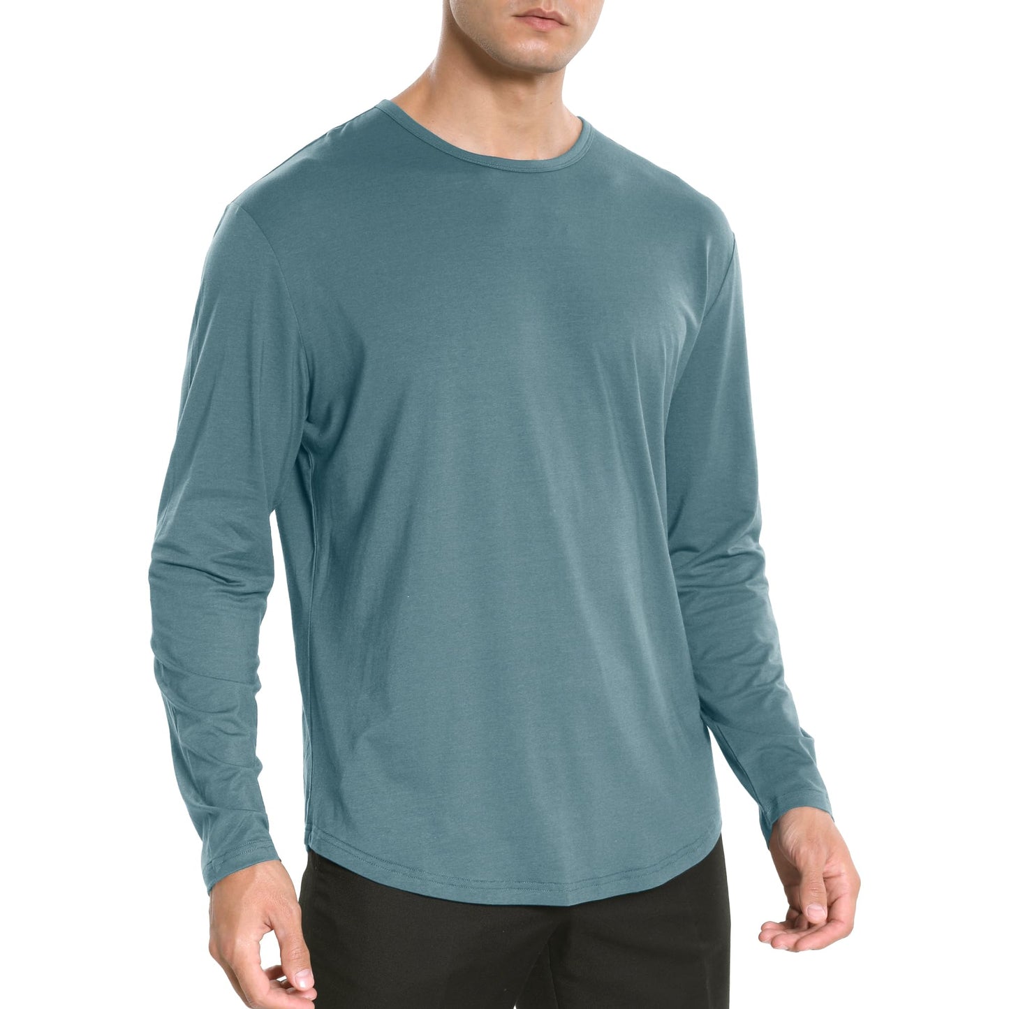 Men's Ultra Soft Bamboo Viscose T-Shirt Curve Hem Lightweight Cooling Short/Long Sleeve Casual Basic Tee Shirt