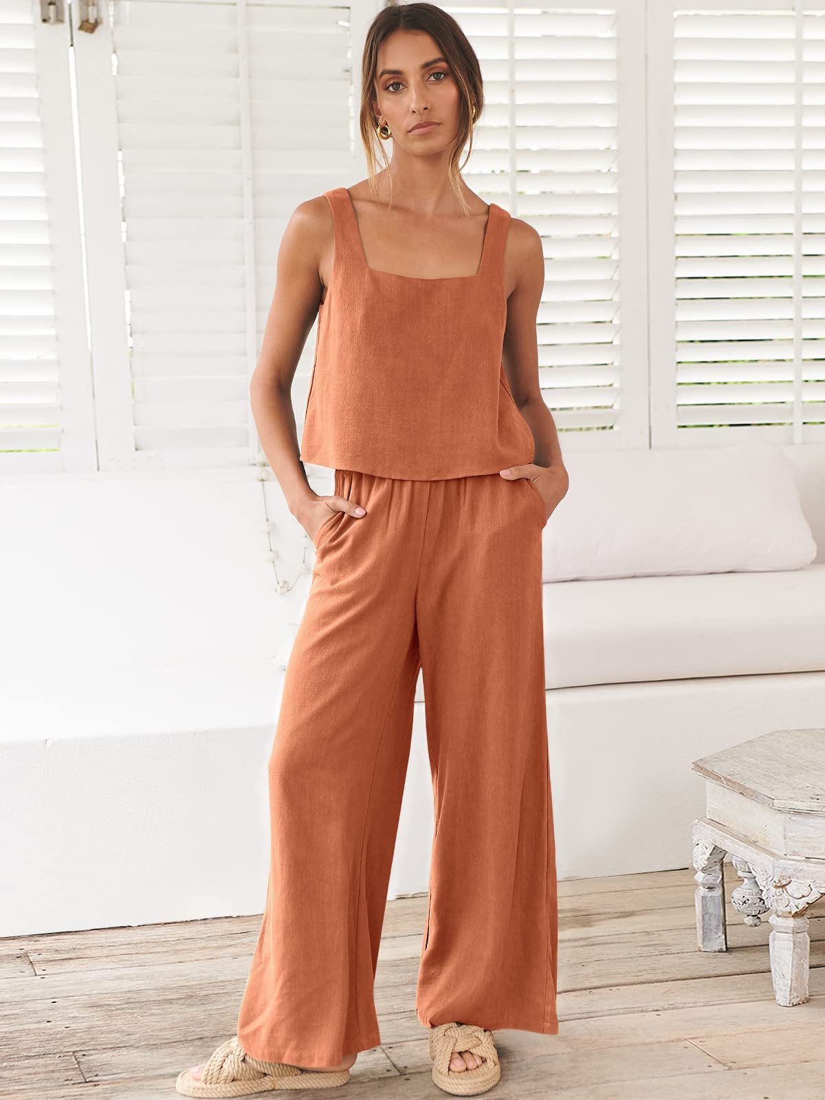 Women's 2 Piece Linen Outfits