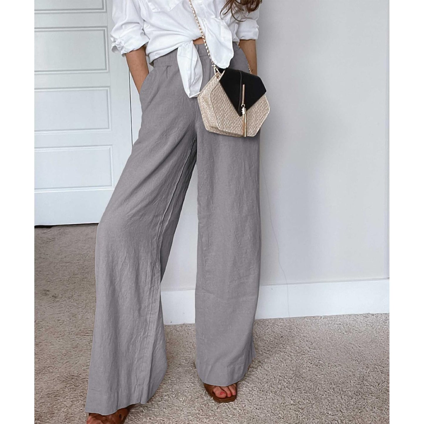 Cotton Linen Palazzo Pants