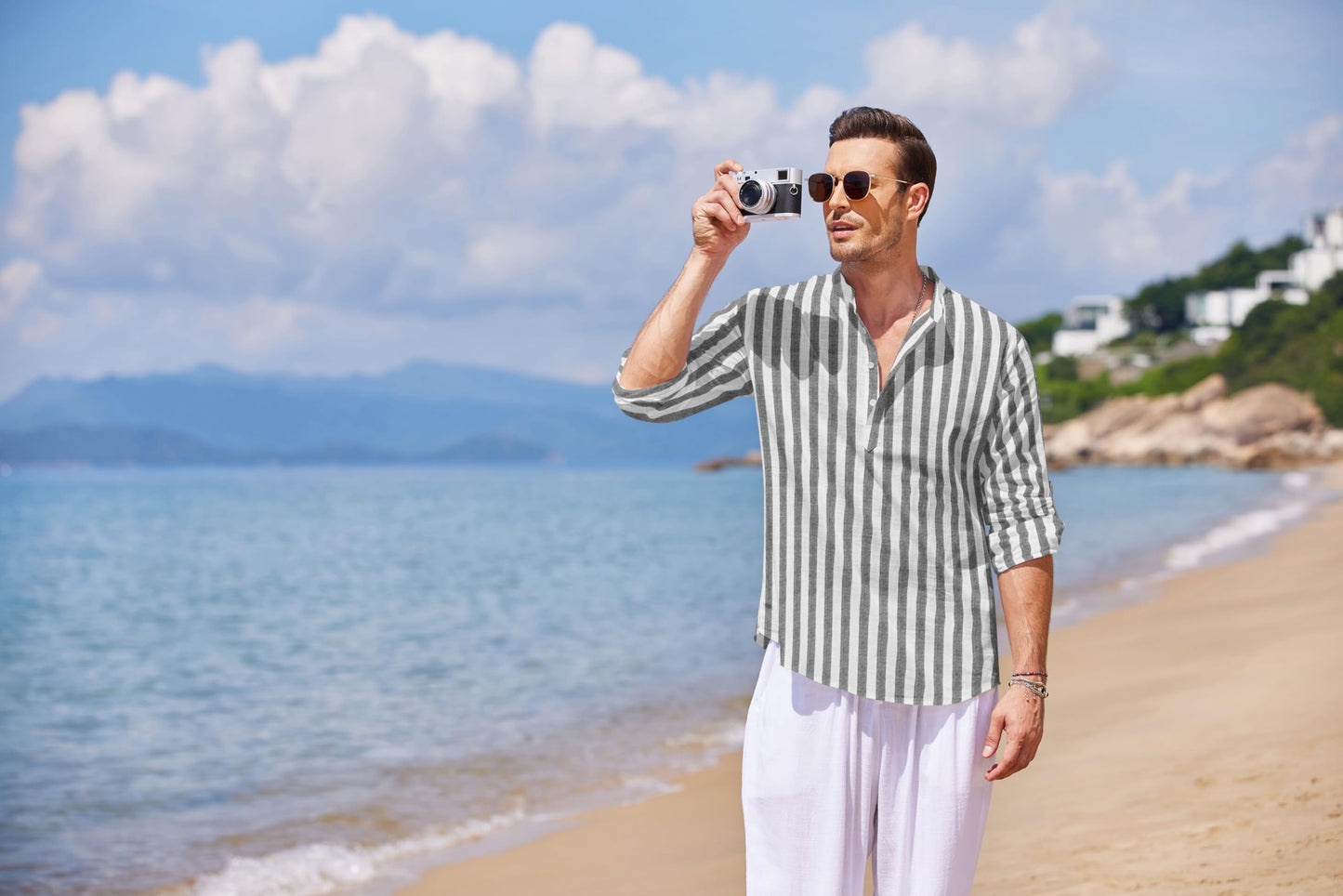 Men's Linen Henley Shirt