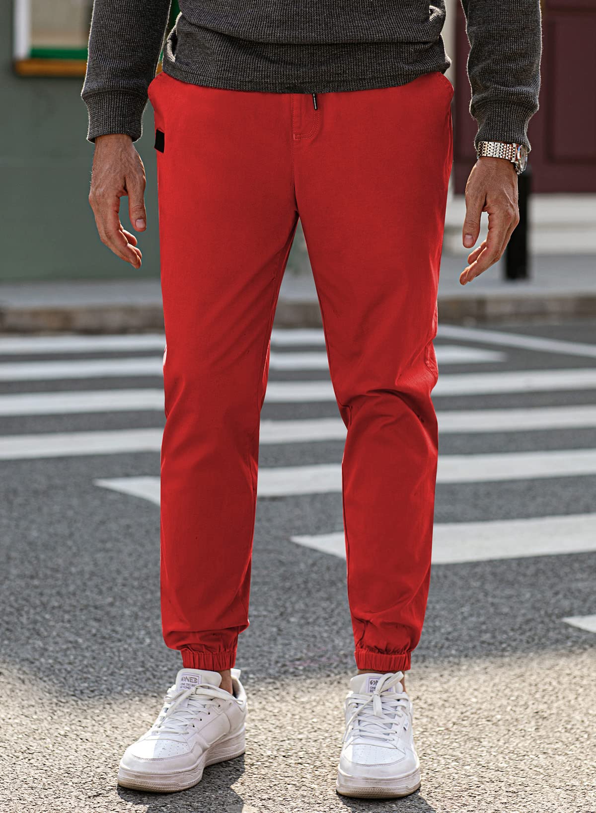 Mens Casual Joggers Pants - Cotton Drawstring Chino Cargo Pants Hiking Outdoor Twill Track Jogging Sweatpants Pants