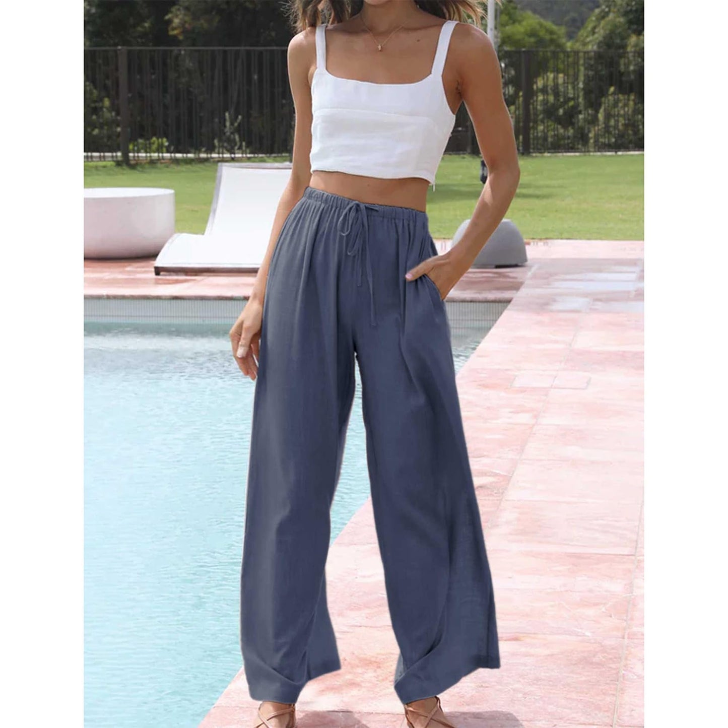 Cotton Linen Palazzo Pants