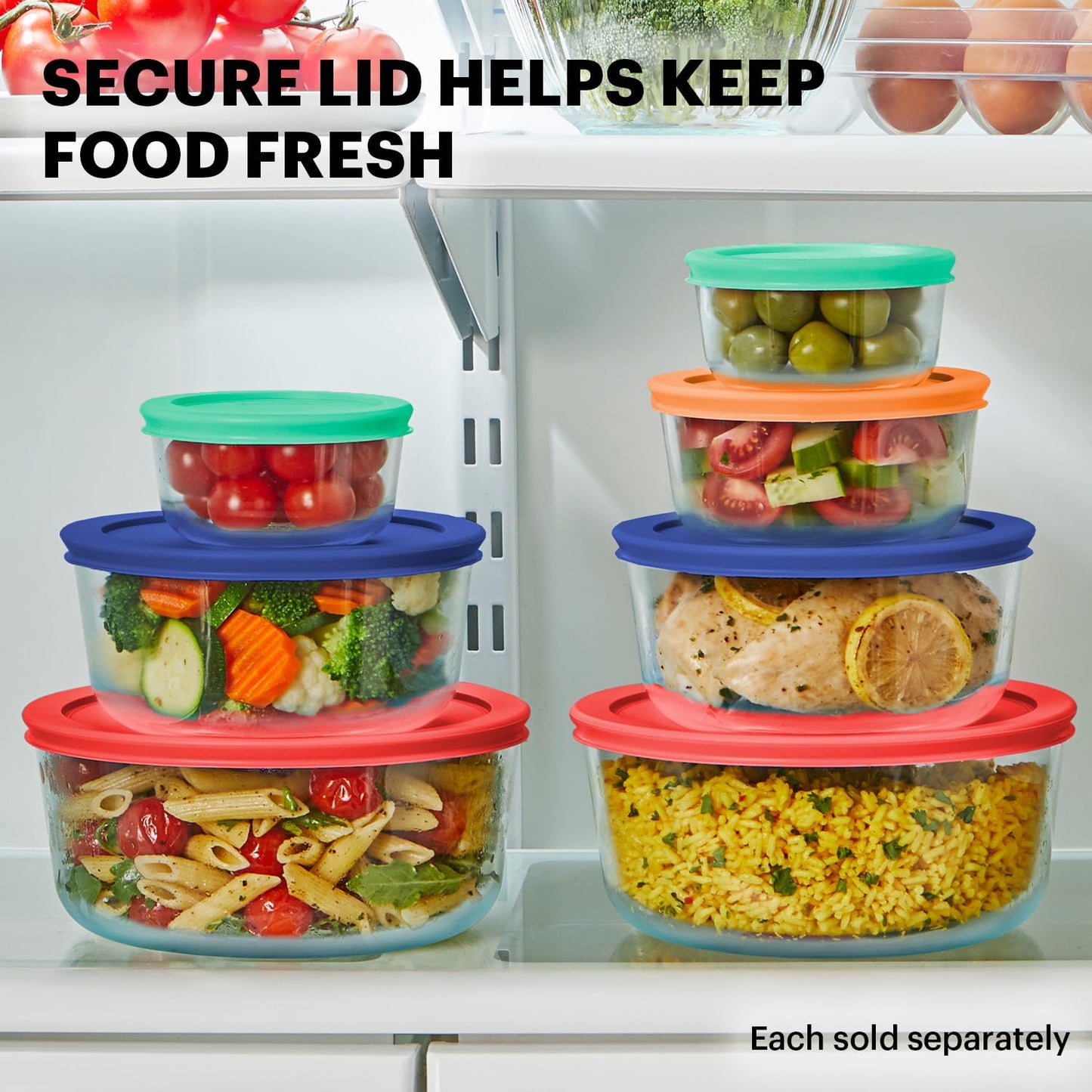 Pyrex 14-Pc Glass Food Storage Set - 7, 4, 2 & 1-Cup Round Containers with Lids - BPA-Free, Dishwasher & Microwave Safe