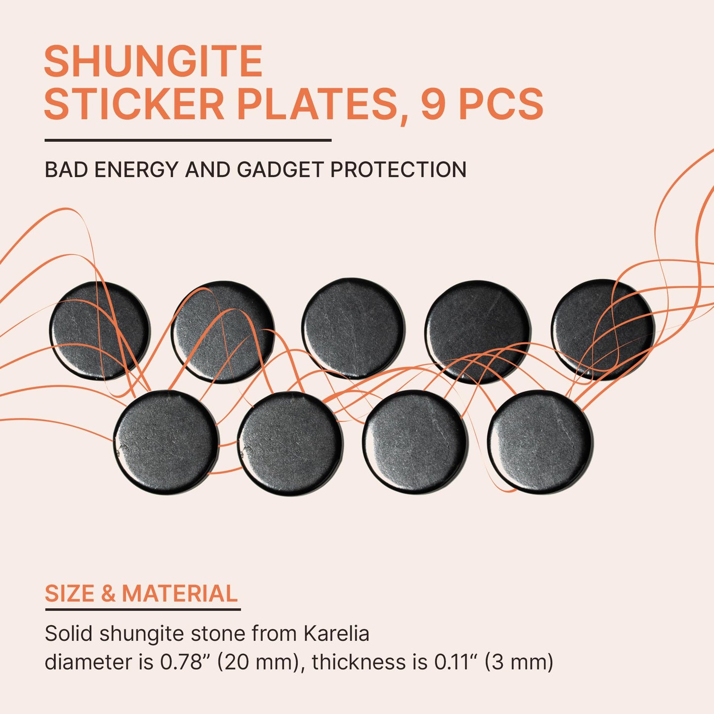 Effective Cell Phone Protection Stickers 5 pcs | Round Shungite Stickers for Gadget Protection Blocking | Polished Shungite Stone Plates | Carbon Bodywell Chip | Smart Guard Protector Shield S022