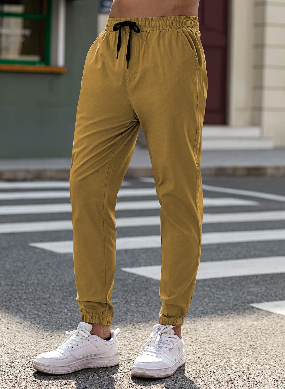 Mens Casual Joggers Pants - Cotton Drawstring Chino Cargo Pants Hiking Outdoor Twill Track Jogging Sweatpants Pants