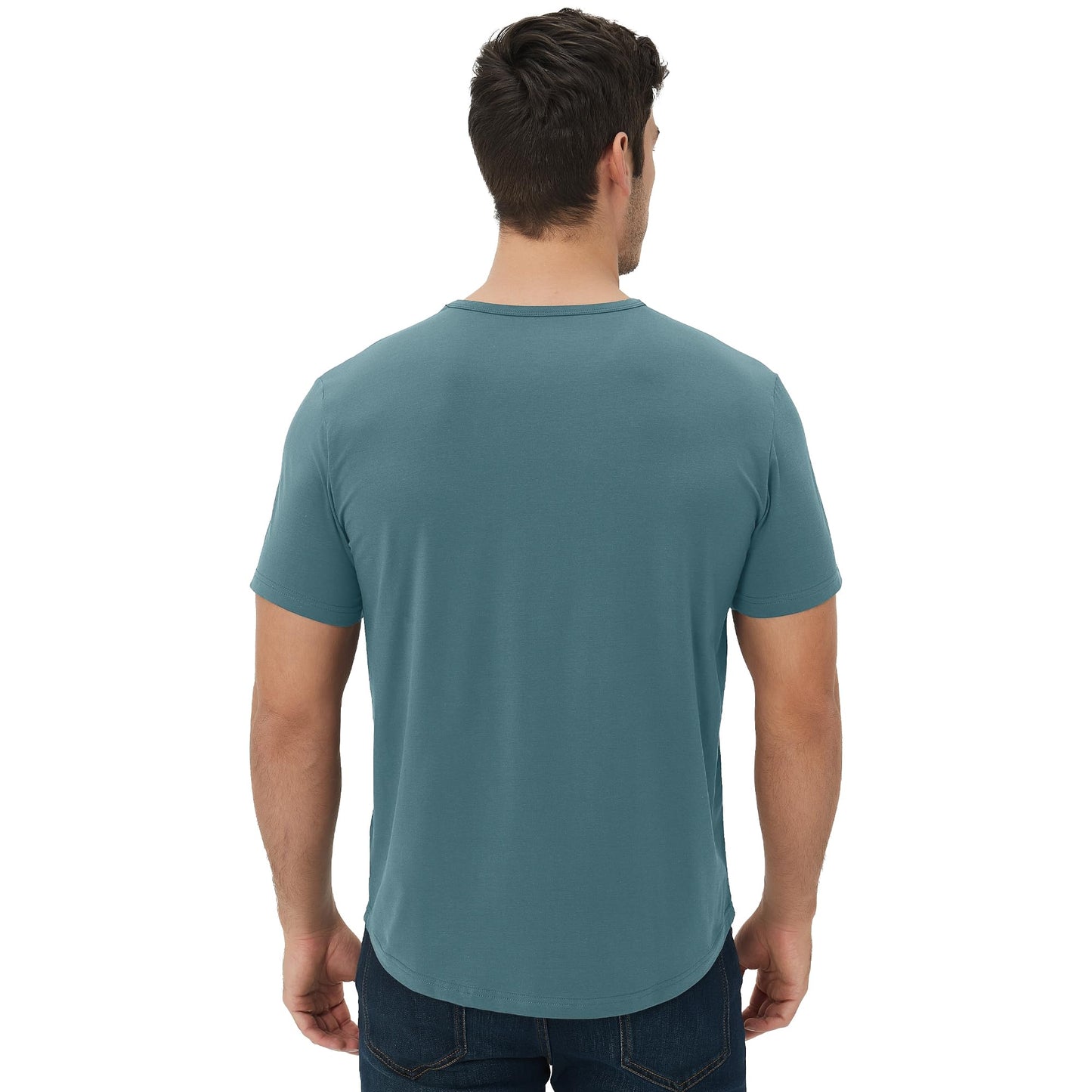 Men's Ultra Soft Bamboo Viscose T-Shirt Curve Hem Lightweight Cooling Short/Long Sleeve Casual Basic Tee Shirt