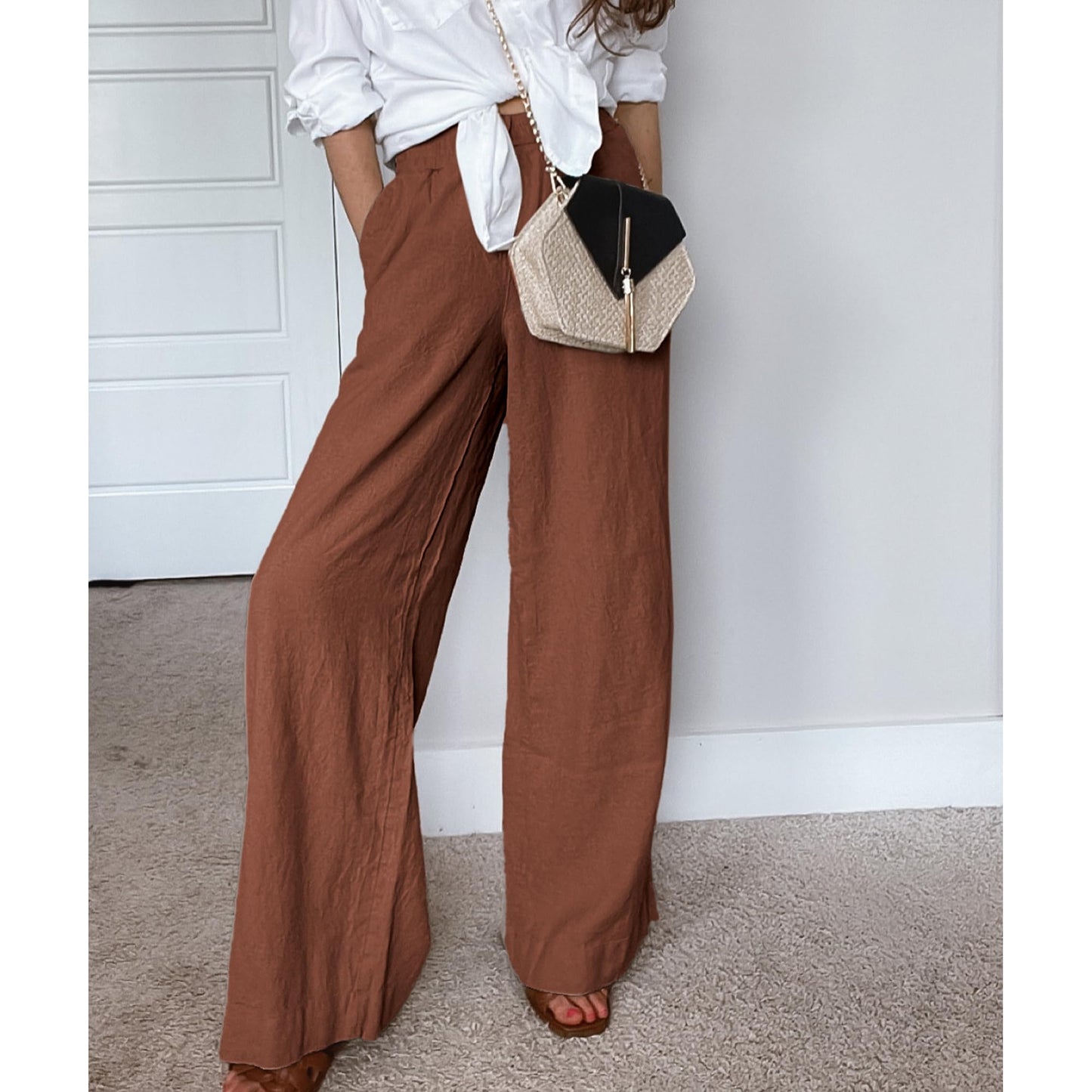 Cotton Linen Palazzo Pants