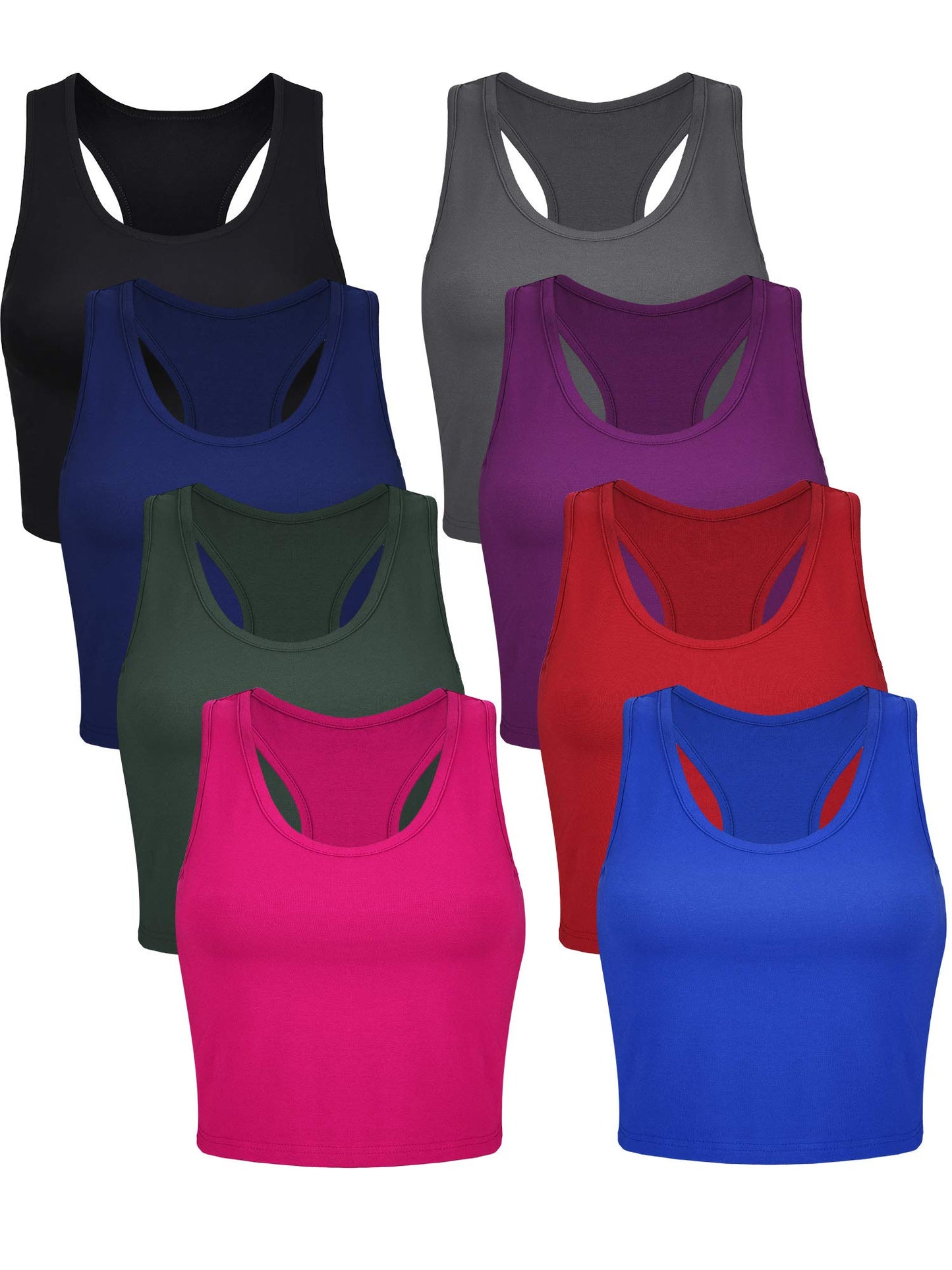 8 Pcs Women Basic Crop Tank Tops Sleeveless Racerback Crop Cotton Top