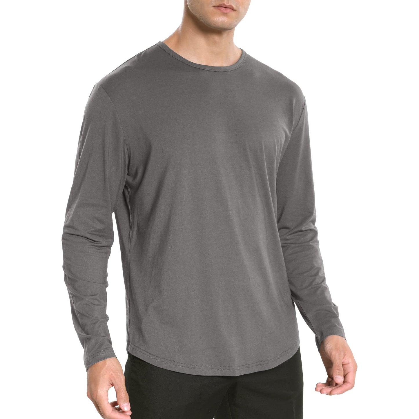 Men's Ultra Soft Bamboo Viscose T-Shirt Curve Hem Lightweight Cooling Short/Long Sleeve Casual Basic Tee Shirt