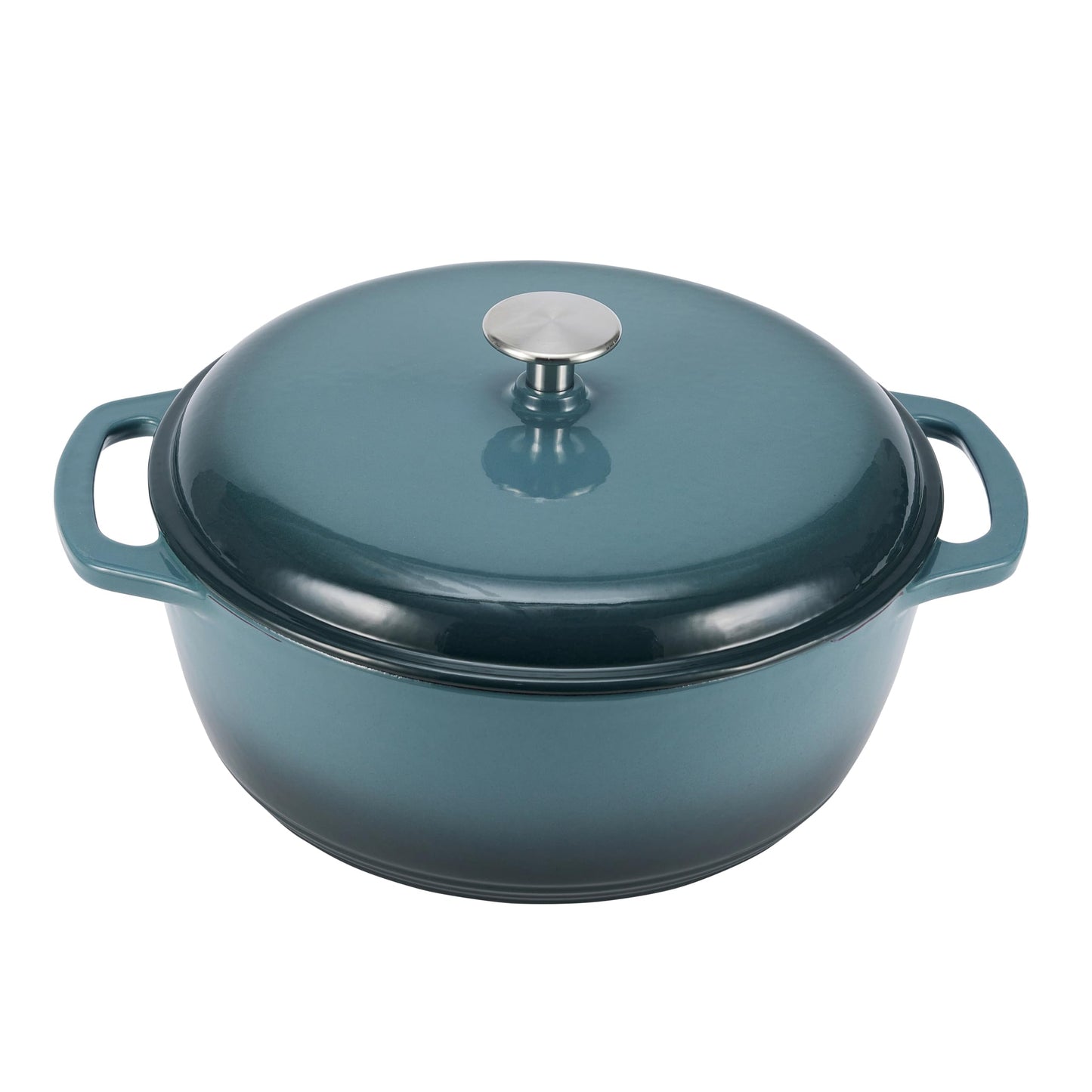 Cast Iron Dutch Oven Pot with Lid, Enameled, Round, Dual Handles, Heavy-Duty, Small, 4.3-Quart, White