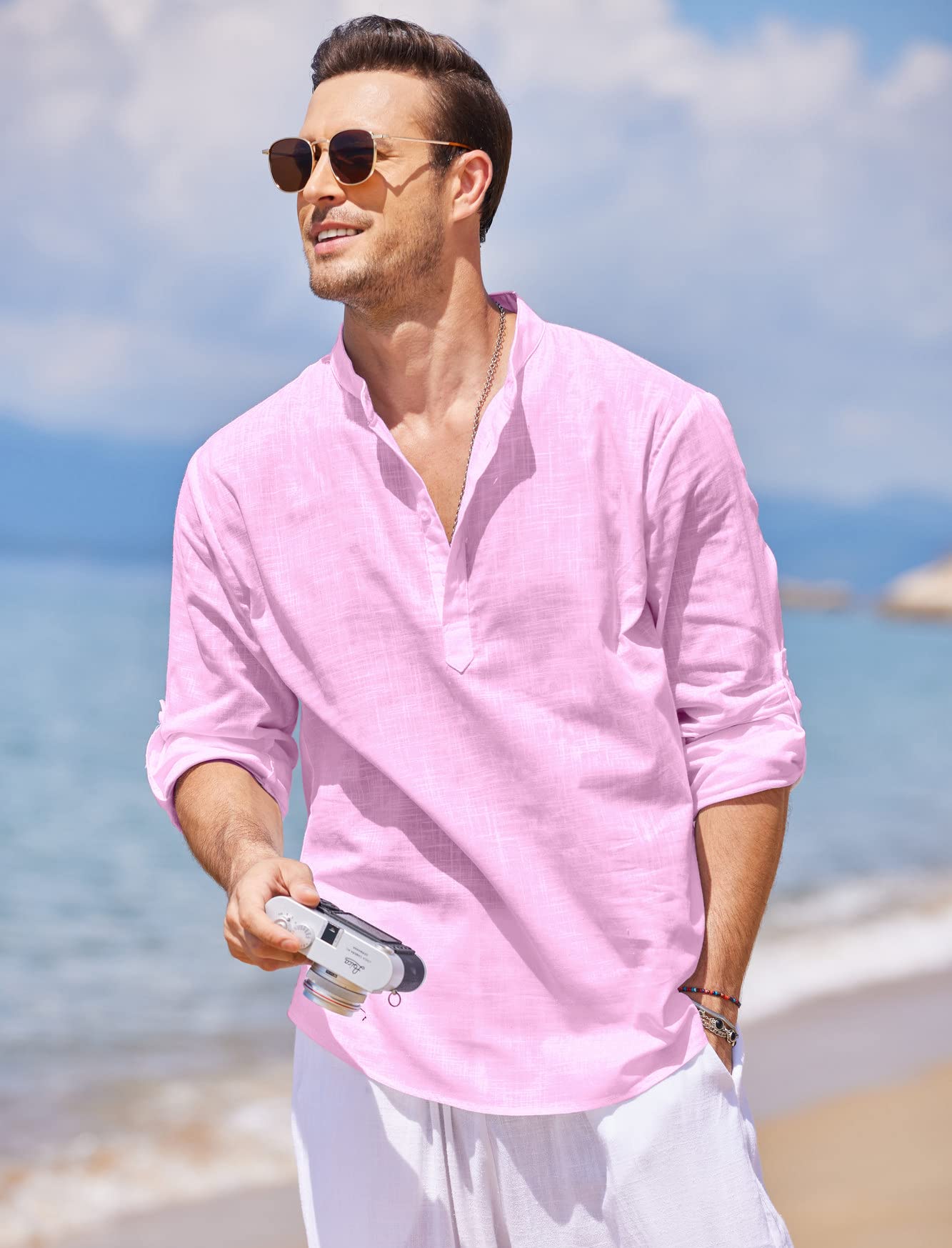 Men's Linen Henley Shirt