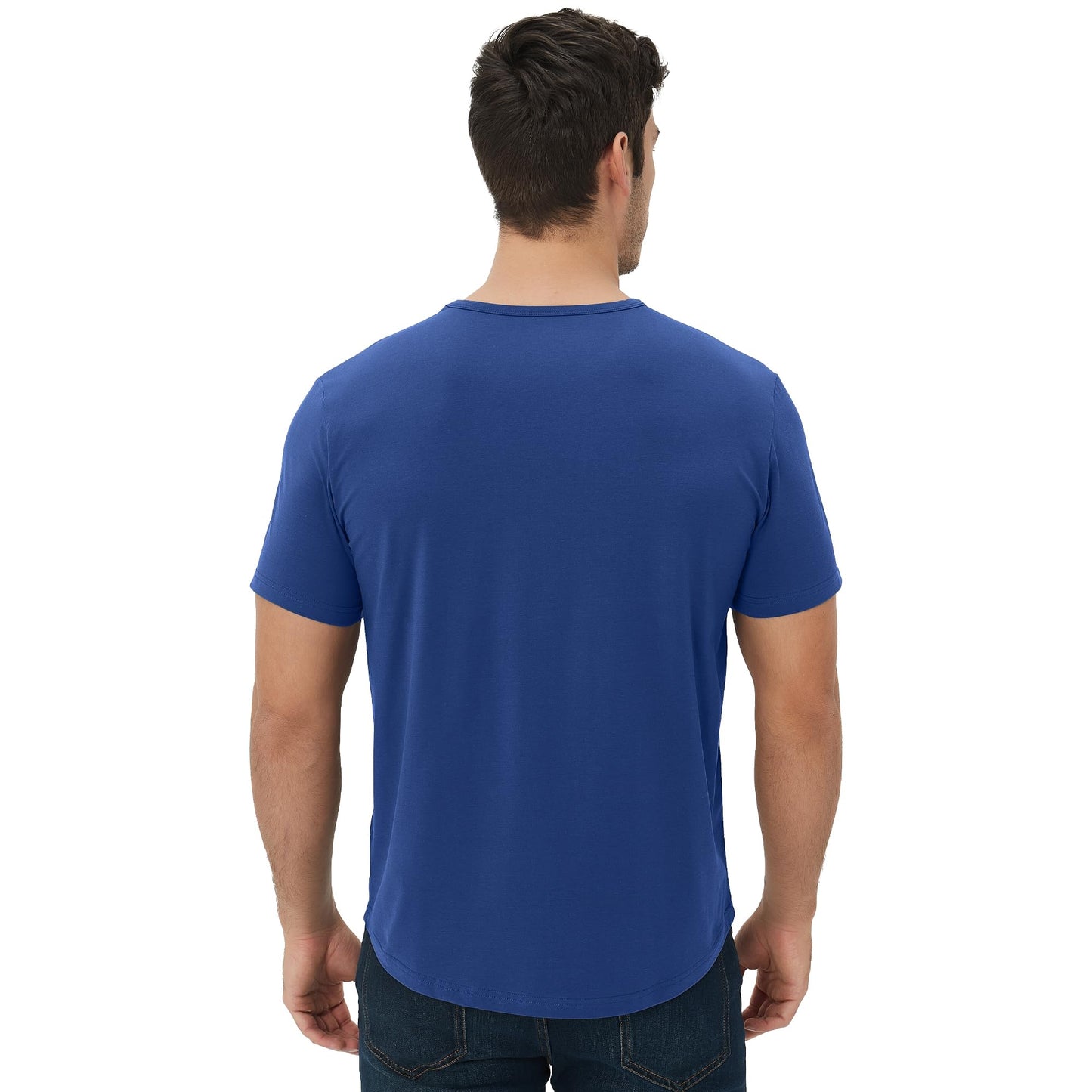 Men's Ultra Soft Bamboo Viscose T-Shirt Curve Hem Lightweight Cooling Short/Long Sleeve Casual Basic Tee Shirt