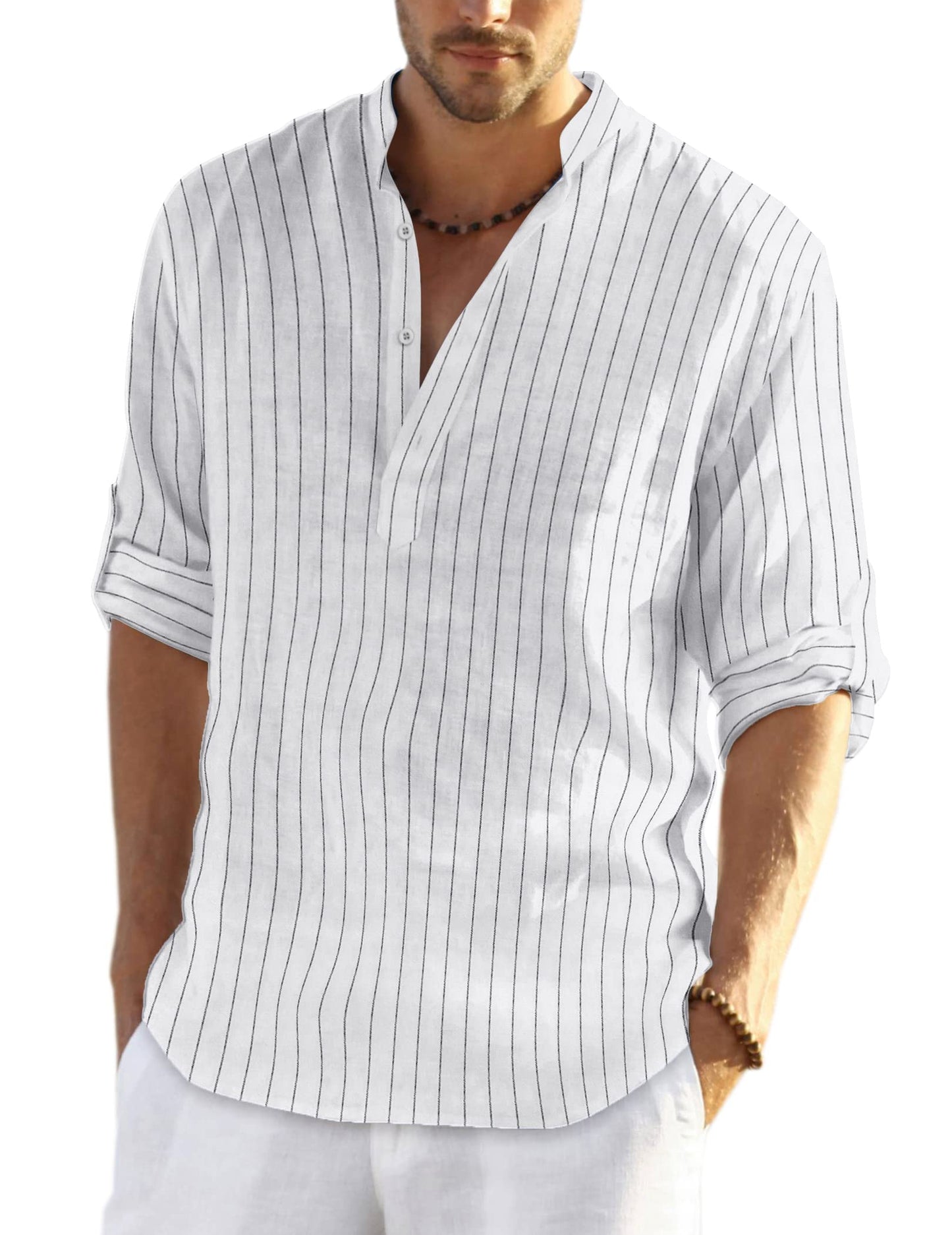 Men's Linen Henley Shirt