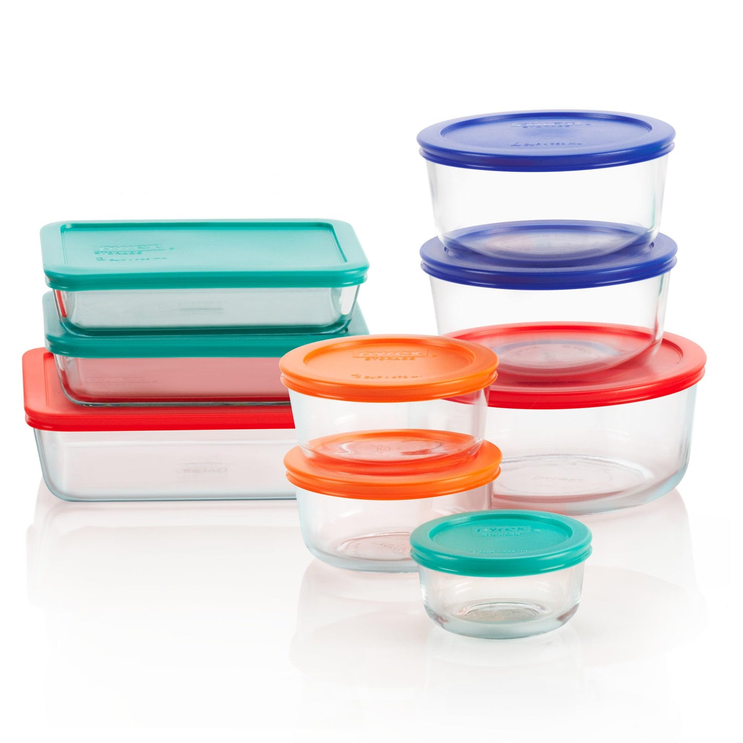 Pyrex 14-Pc Glass Food Storage Set - 7, 4, 2 & 1-Cup Round Containers with Lids - BPA-Free, Dishwasher & Microwave Safe