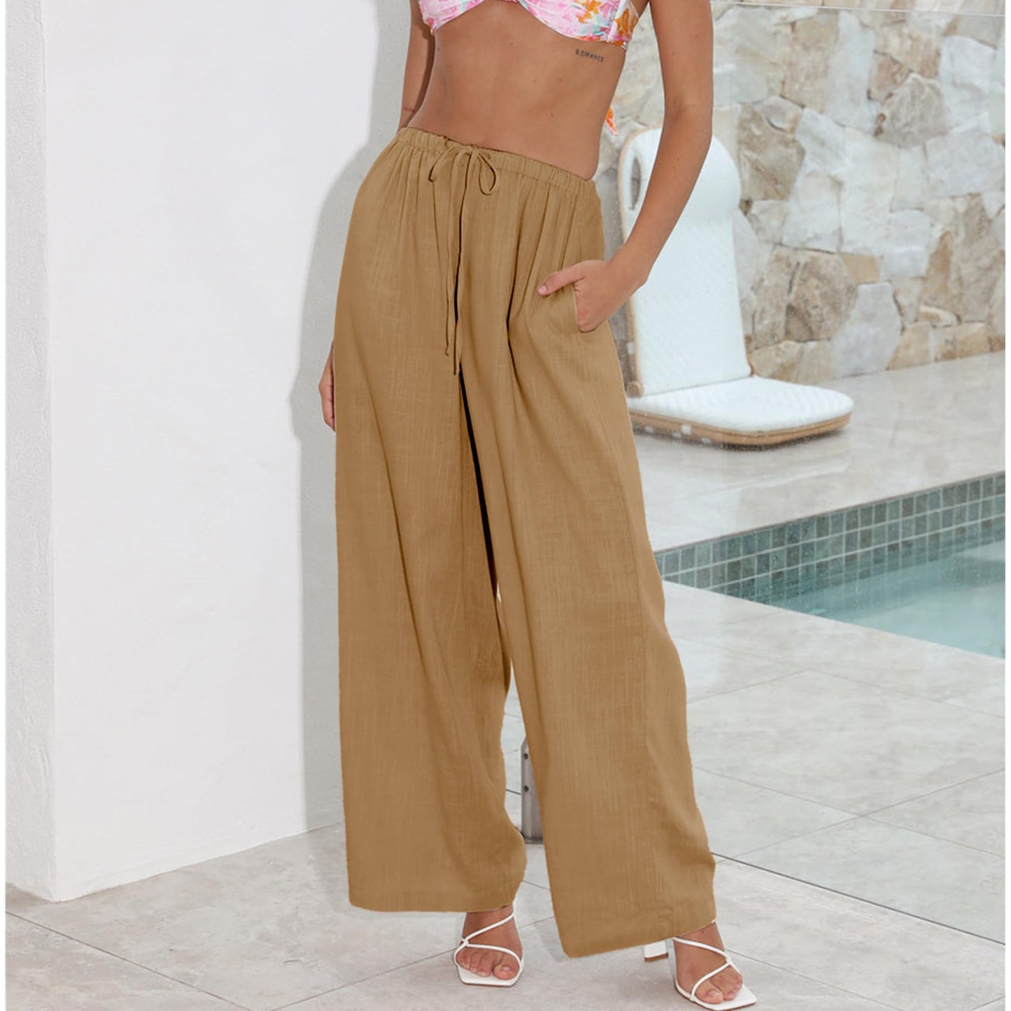 Cotton Linen Palazzo Pants