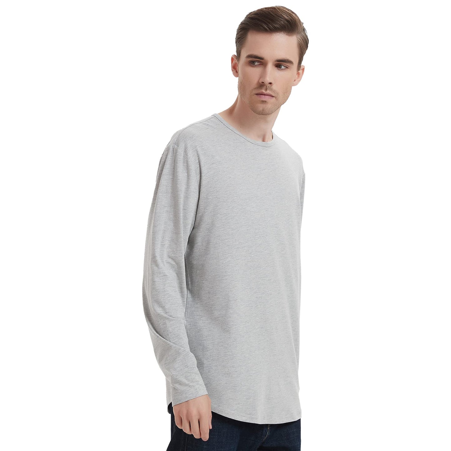 Men's Ultra Soft Bamboo Viscose T-Shirt Curve Hem Lightweight Cooling Short/Long Sleeve Casual Basic Tee Shirt