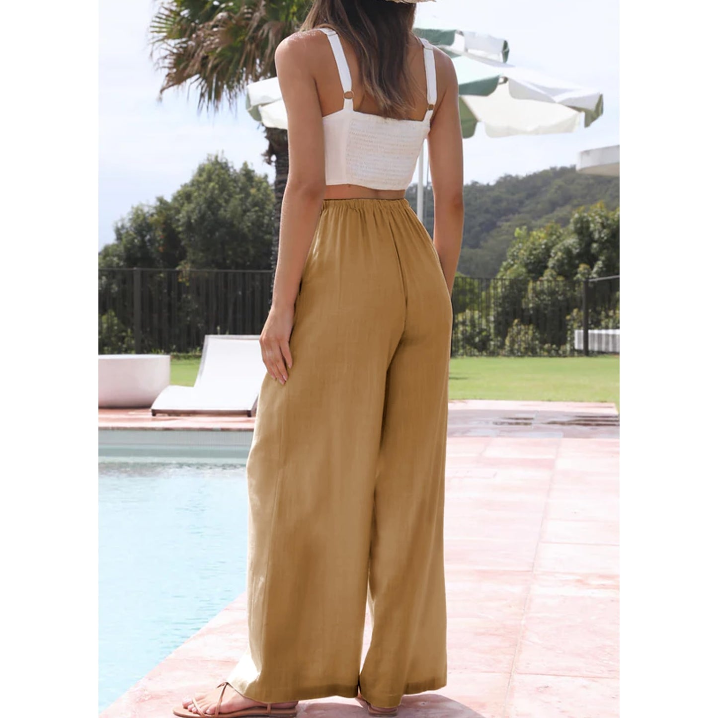 Cotton Linen Palazzo Pants