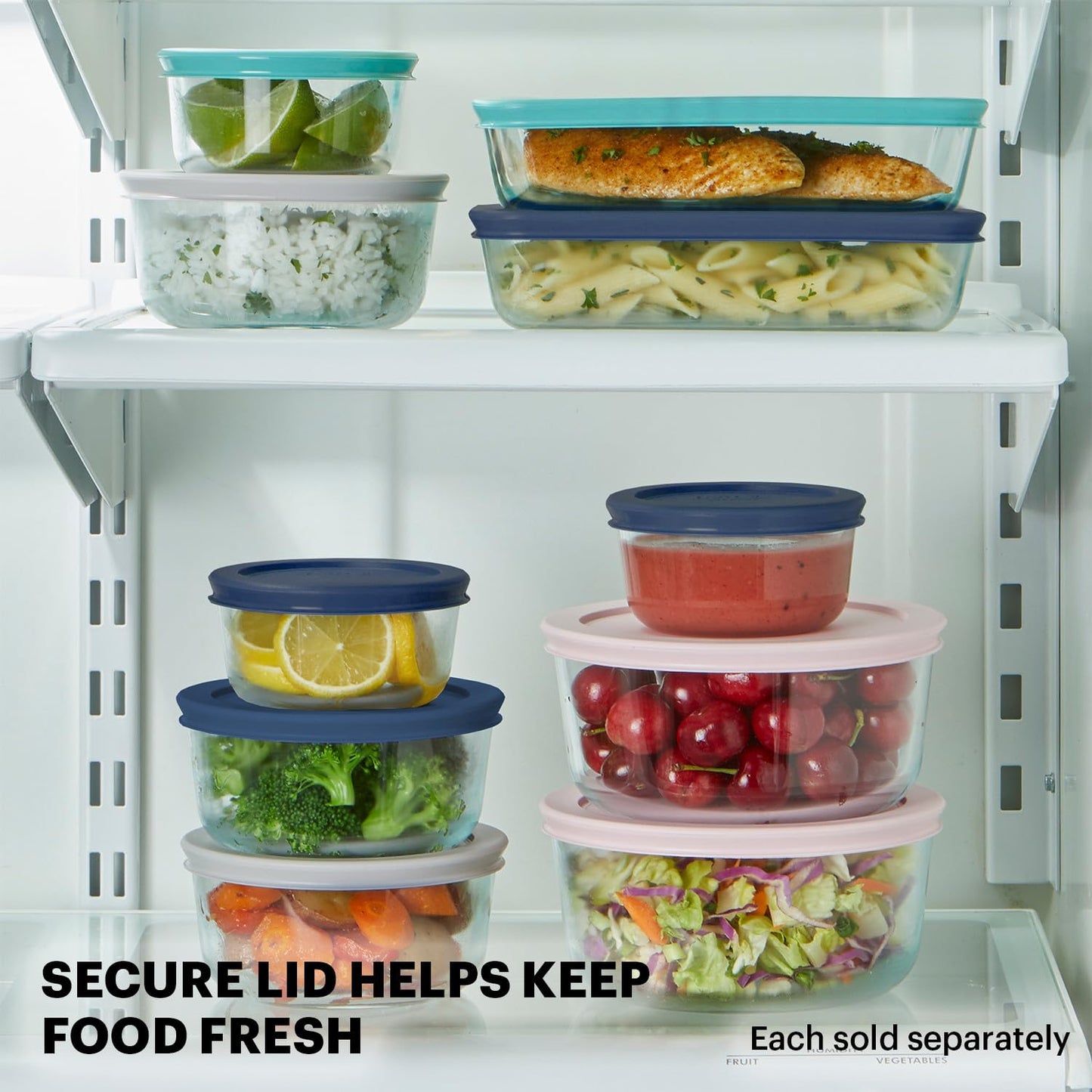 Pyrex 14-Pc Glass Food Storage Set - 7, 4, 2 & 1-Cup Round Containers with Lids - BPA-Free, Dishwasher & Microwave Safe