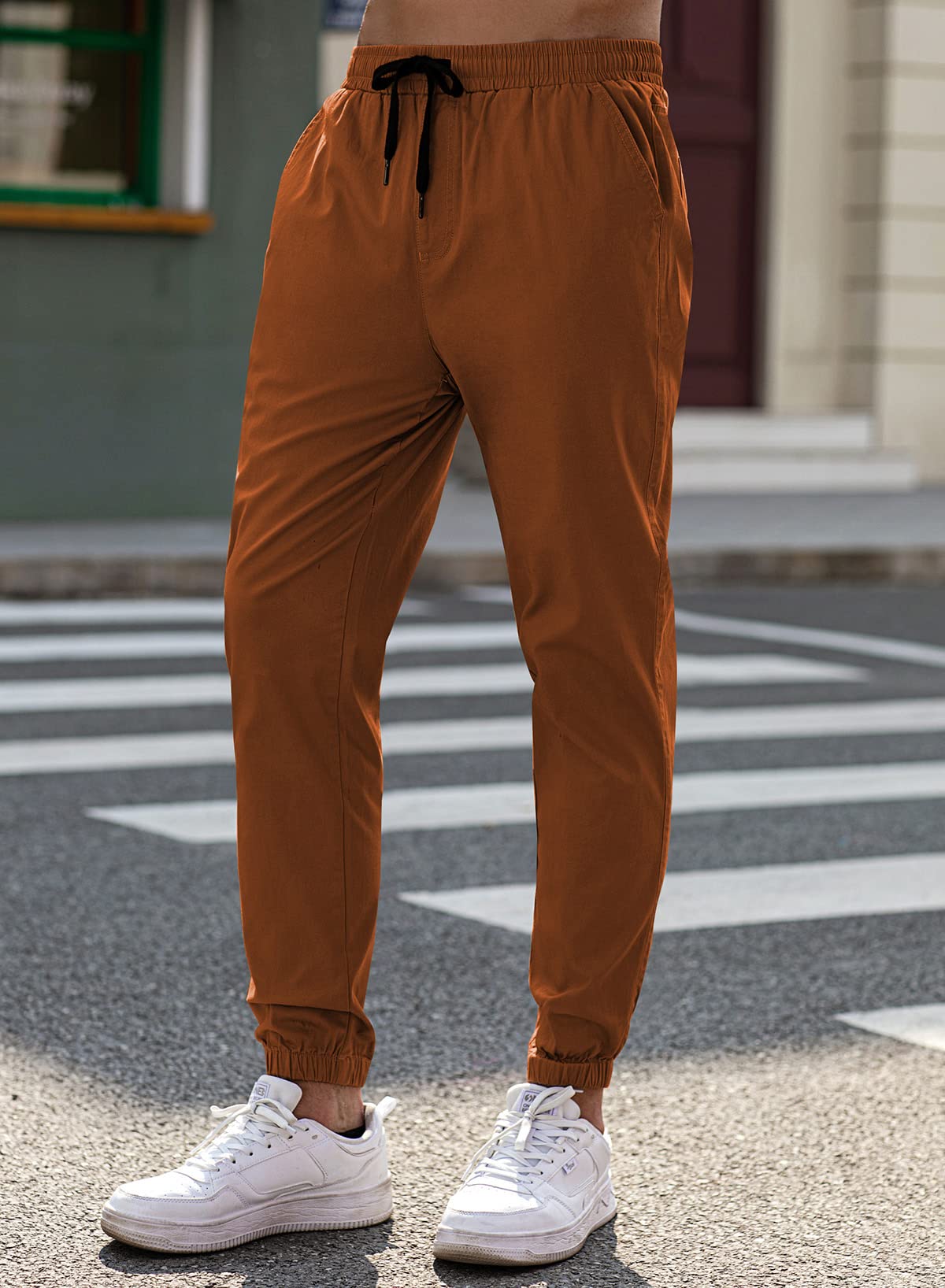 Mens Casual Joggers Pants - Cotton Drawstring Chino Cargo Pants Hiking Outdoor Twill Track Jogging Sweatpants Pants