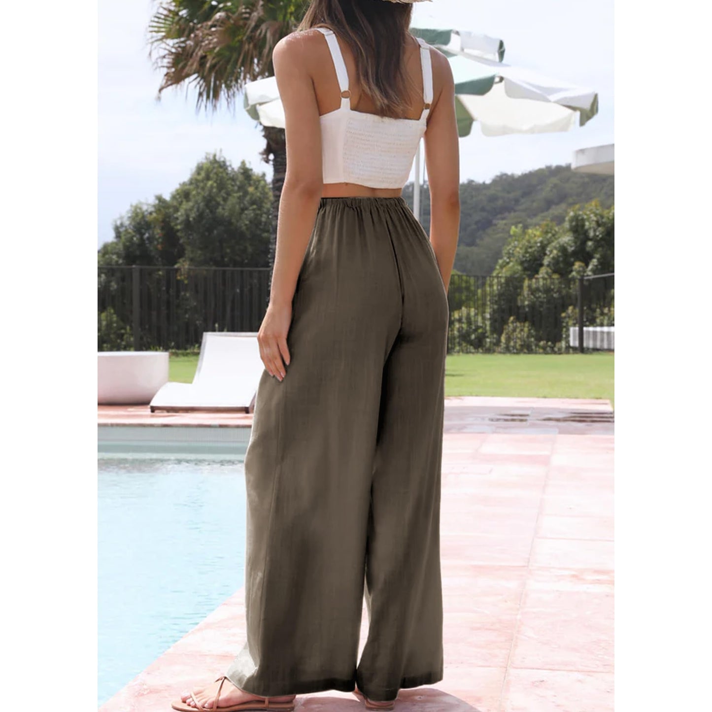 Cotton Linen Palazzo Pants