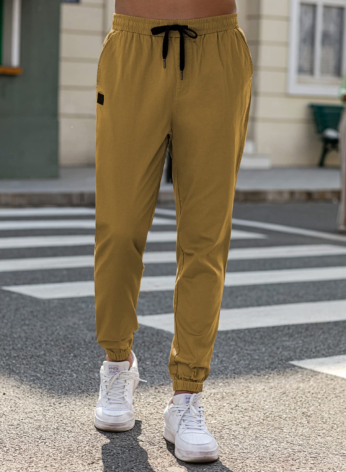 Mens Casual Joggers Pants - Cotton Drawstring Chino Cargo Pants Hiking Outdoor Twill Track Jogging Sweatpants Pants