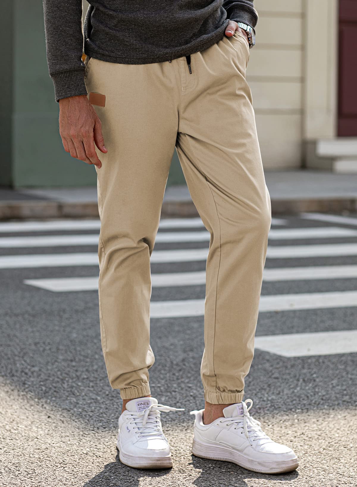 Mens Casual Joggers Pants - Cotton Drawstring Chino Cargo Pants Hiking Outdoor Twill Track Jogging Sweatpants Pants