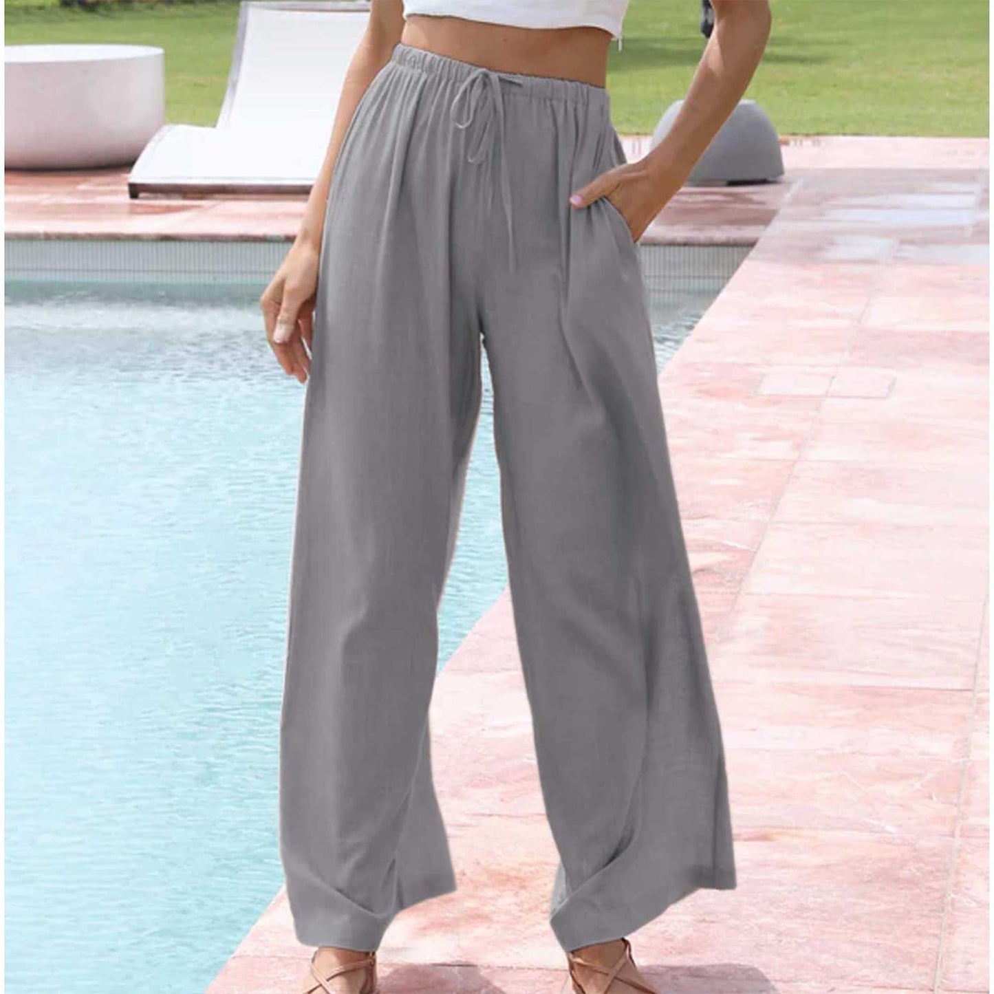 Cotton Linen Palazzo Pants