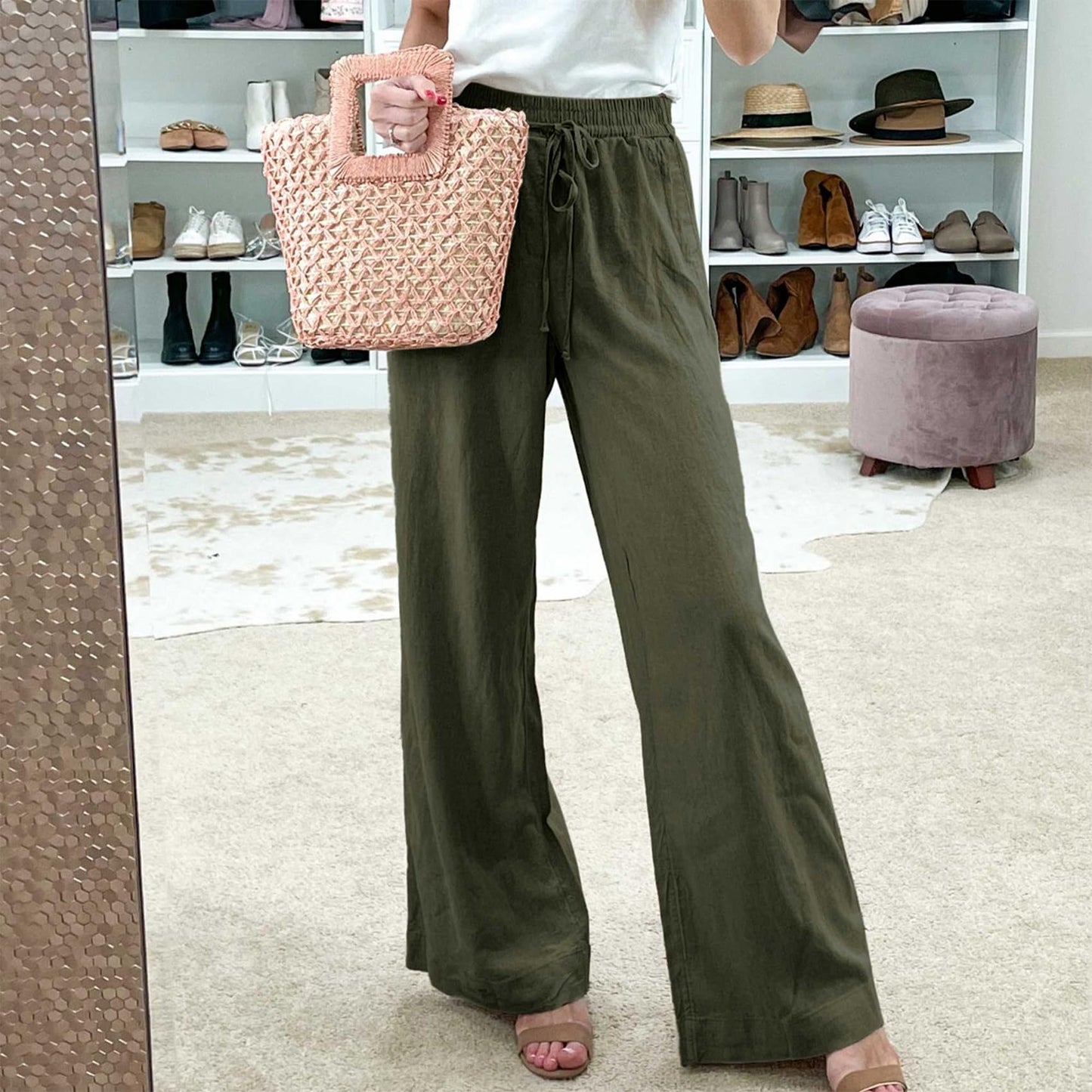 Cotton Linen Palazzo Pants