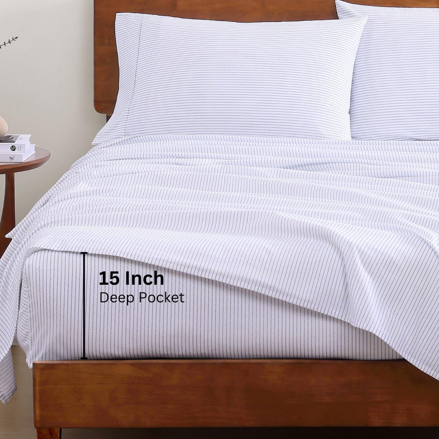 100% Organic Cotton King Size Sheets Set, 4Pc King Sheets, Soft Breathable Sheets King Size, Percale Weave, Hotel-Quality King Bed Sheets, 15" Deep Pocket King Sheet Set - White Bed Sheets