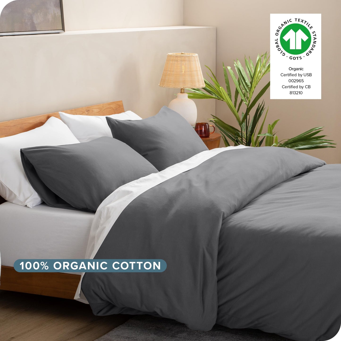 100% Organic Cotton Jersey Duvet Cover Set - Full/Queen Size - Ultra Soft - 100% Cotton - 3pcs - Corner Ties - Button Closure - Bedding Duvet Cover & Pillow Shams (Full/Queen, White)