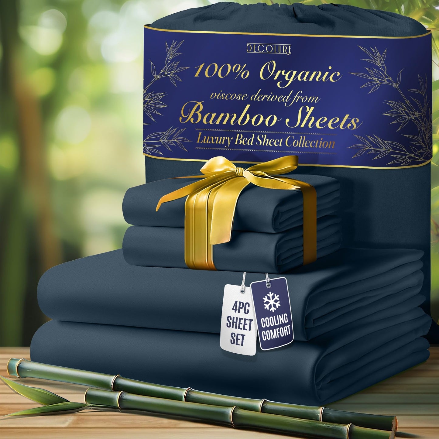 100% Organic Viscose Derived from Bamboo Sheets King Size 4pcs - Ultra Soft & Luxuriously Cooling, 17" Deep Pocket, Double Stitching, Perfect for Hot Sleepers - King Bed Sheets (Olive)