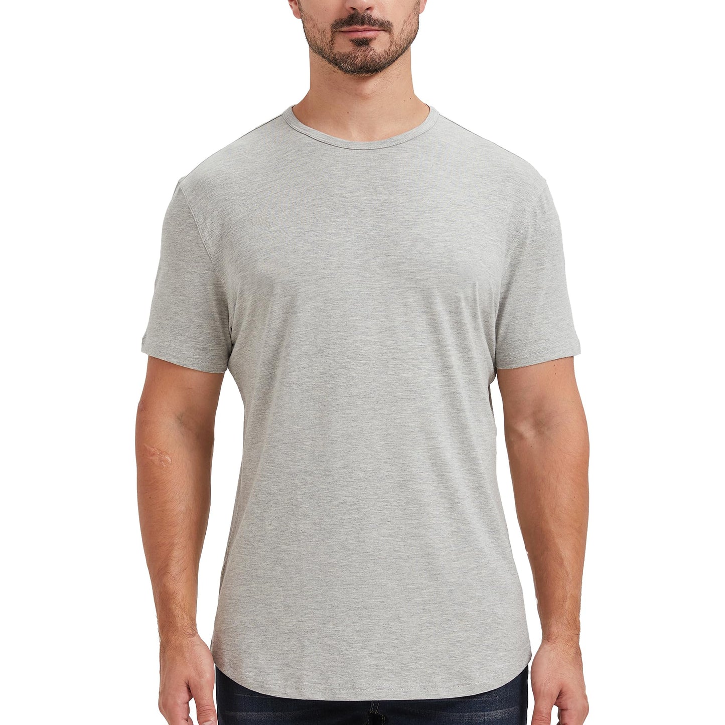 Men's Ultra Soft Bamboo Viscose T-Shirt Curve Hem Lightweight Cooling Short/Long Sleeve Casual Basic Tee Shirt