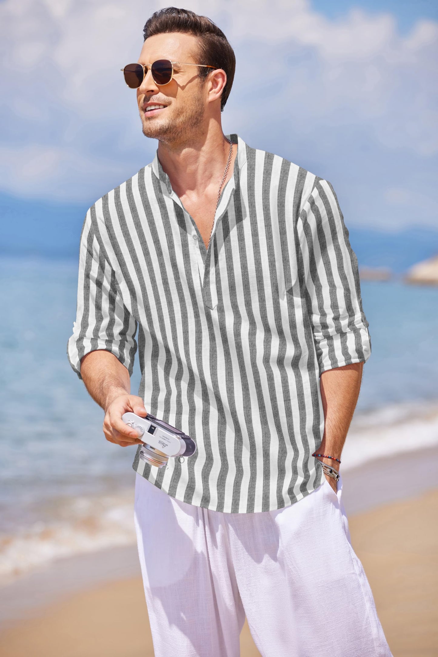 Men's Linen Henley Shirt