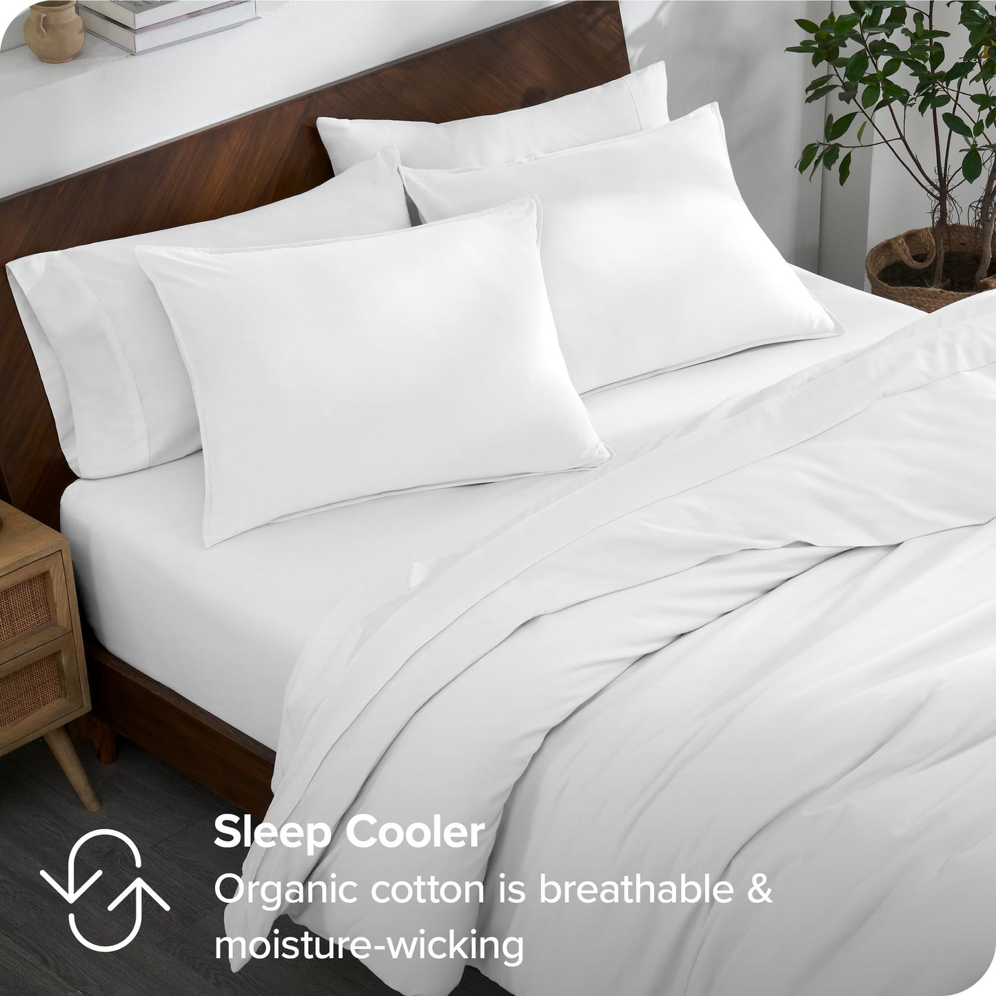 100% Organic Cotton Jersey Duvet Cover Set - Full/Queen Size - Ultra Soft - 100% Cotton - 3pcs - Corner Ties - Button Closure - Bedding Duvet Cover & Pillow Shams (Full/Queen, White)