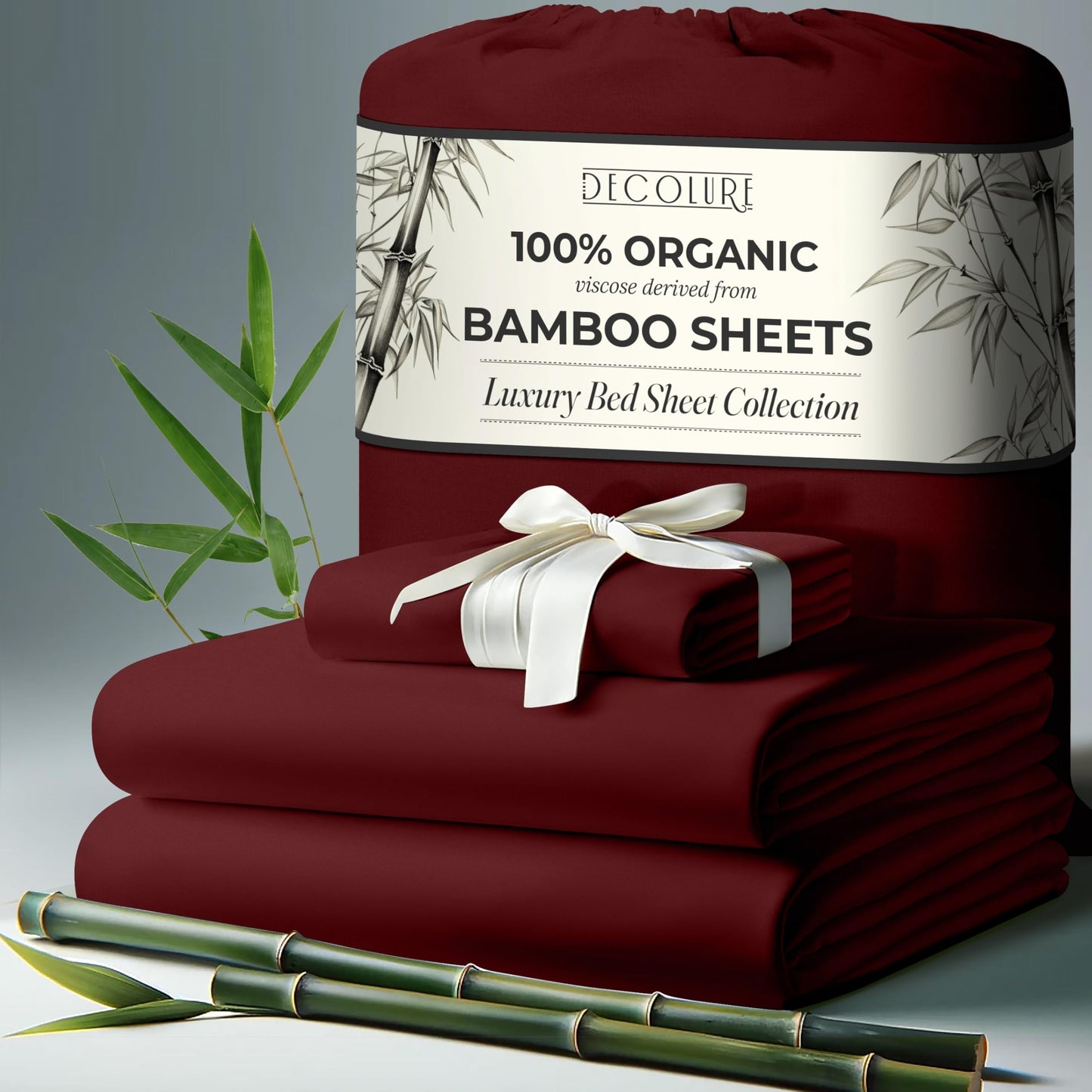 100% Organic Viscose Derived from Bamboo Sheets King Size 4pcs - Ultra Soft & Luxuriously Cooling, 17" Deep Pocket, Double Stitching, Perfect for Hot Sleepers - King Bed Sheets (Olive)