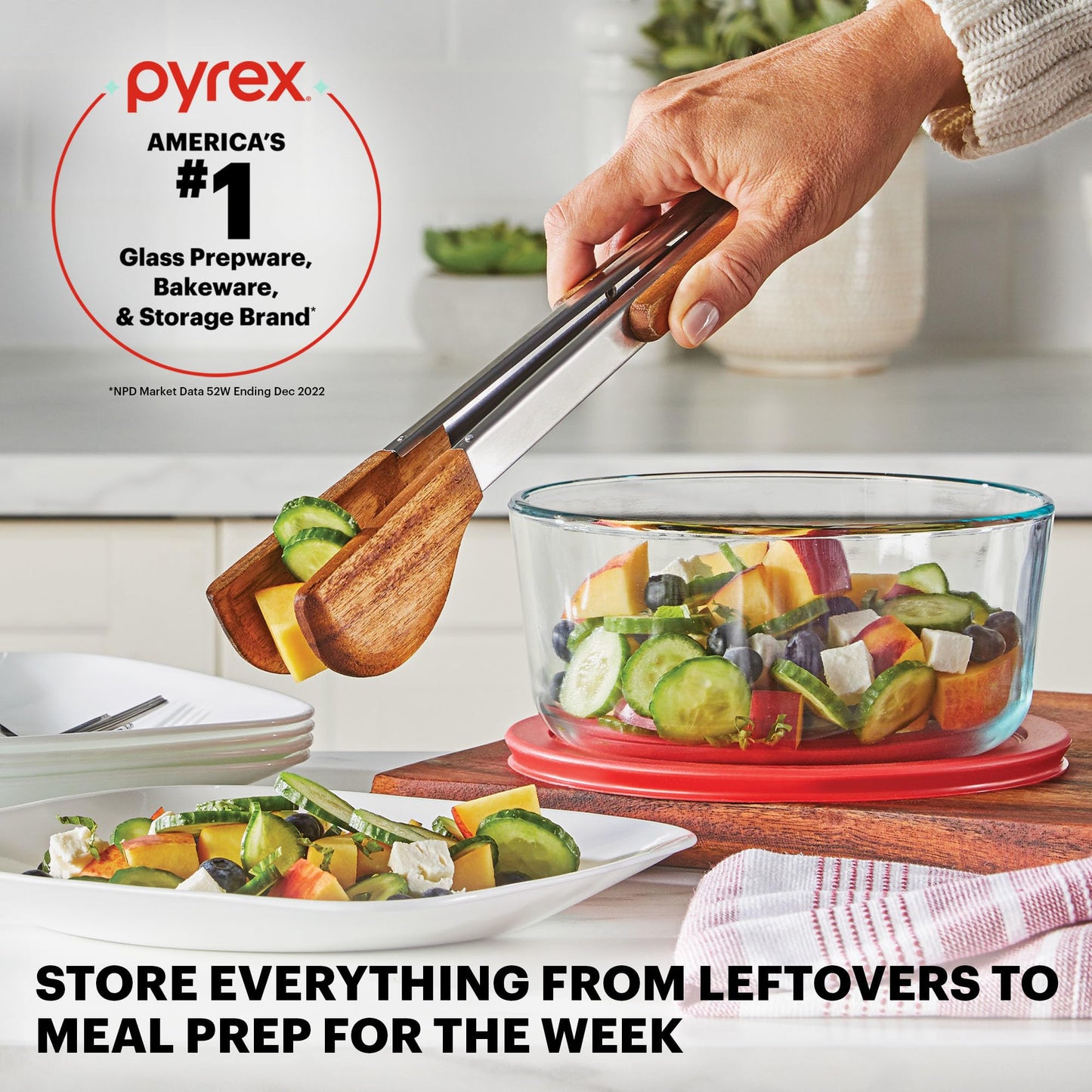 Pyrex 14-Pc Glass Food Storage Set - 7, 4, 2 & 1-Cup Round Containers with Lids - BPA-Free, Dishwasher & Microwave Safe