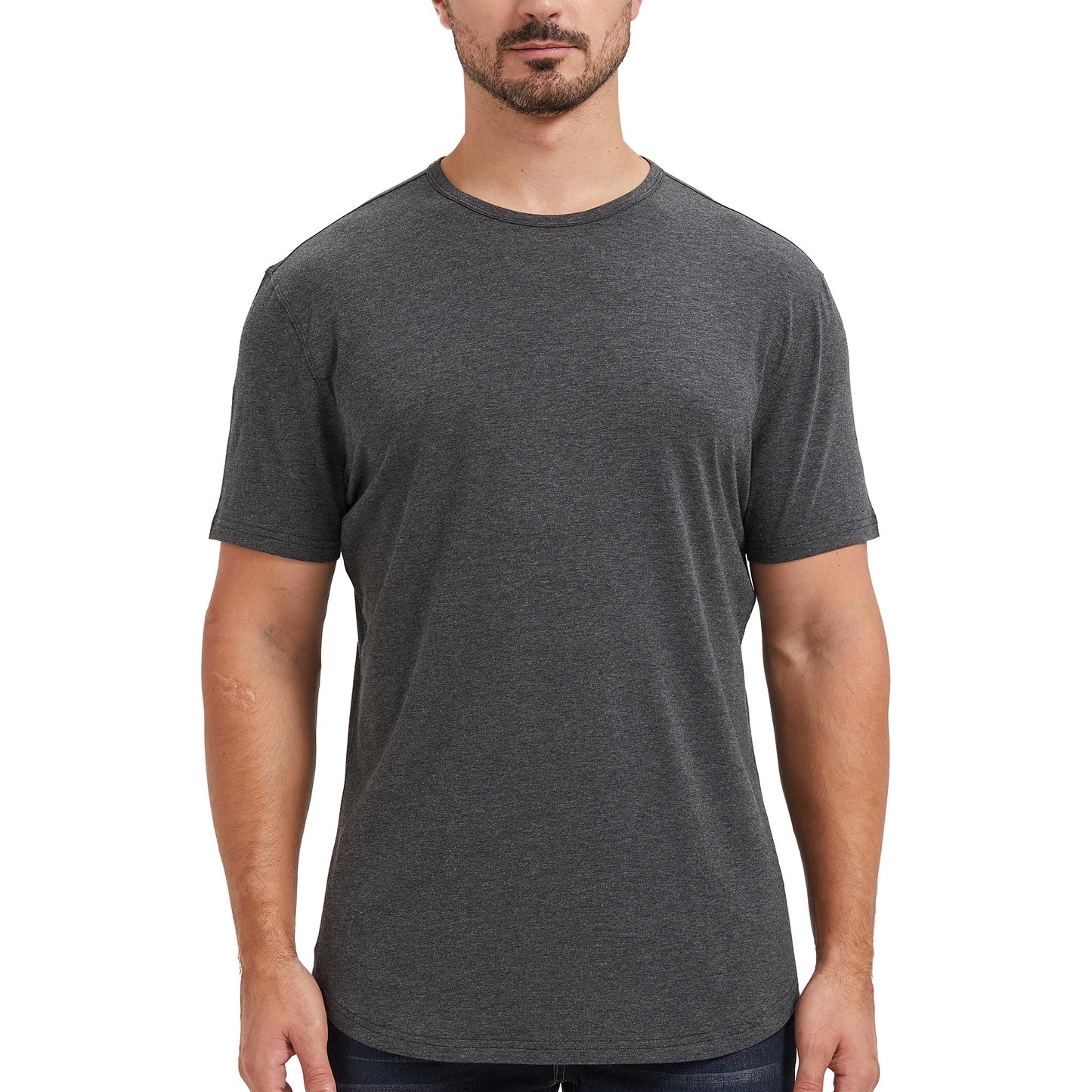 Men's Ultra Soft Bamboo Viscose T-Shirt Curve Hem Lightweight Cooling Short/Long Sleeve Casual Basic Tee Shirt