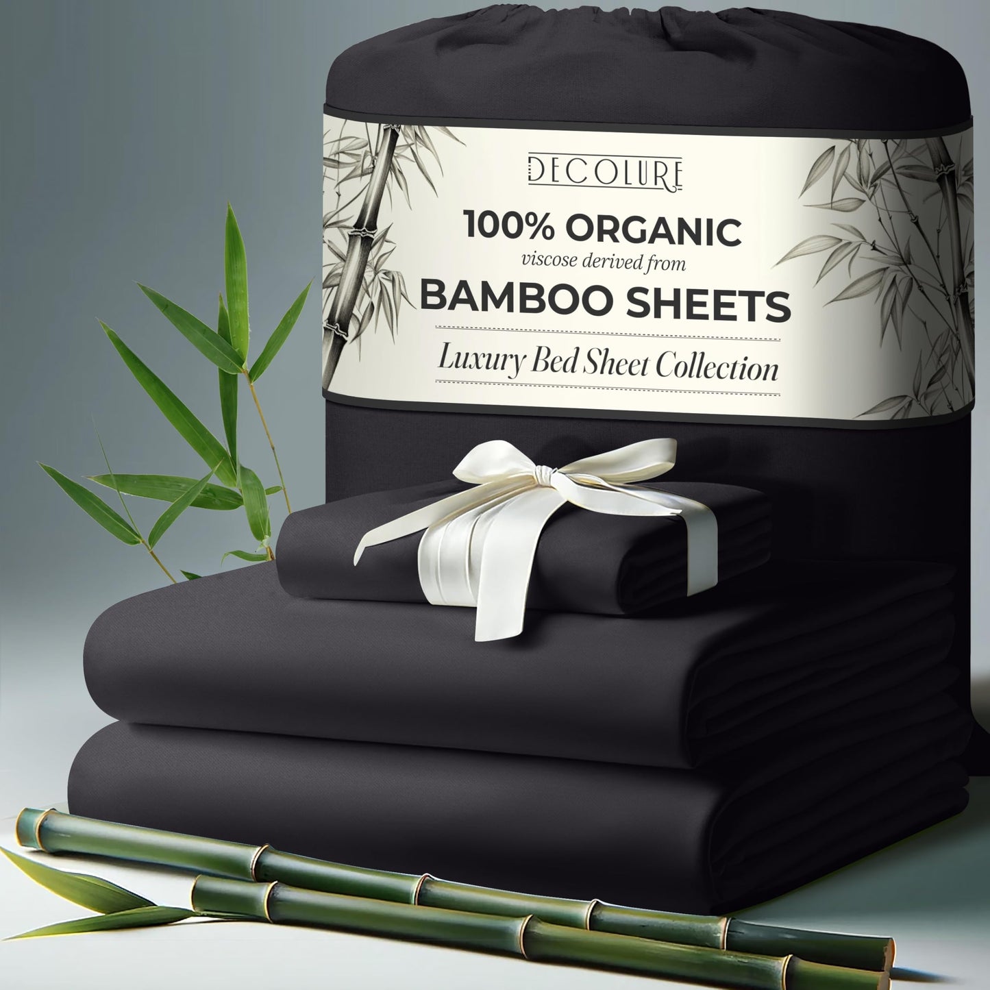 100% Organic Viscose Derived from Bamboo Sheets King Size 4pcs - Ultra Soft & Luxuriously Cooling, 17" Deep Pocket, Double Stitching, Perfect for Hot Sleepers - King Bed Sheets (Olive)