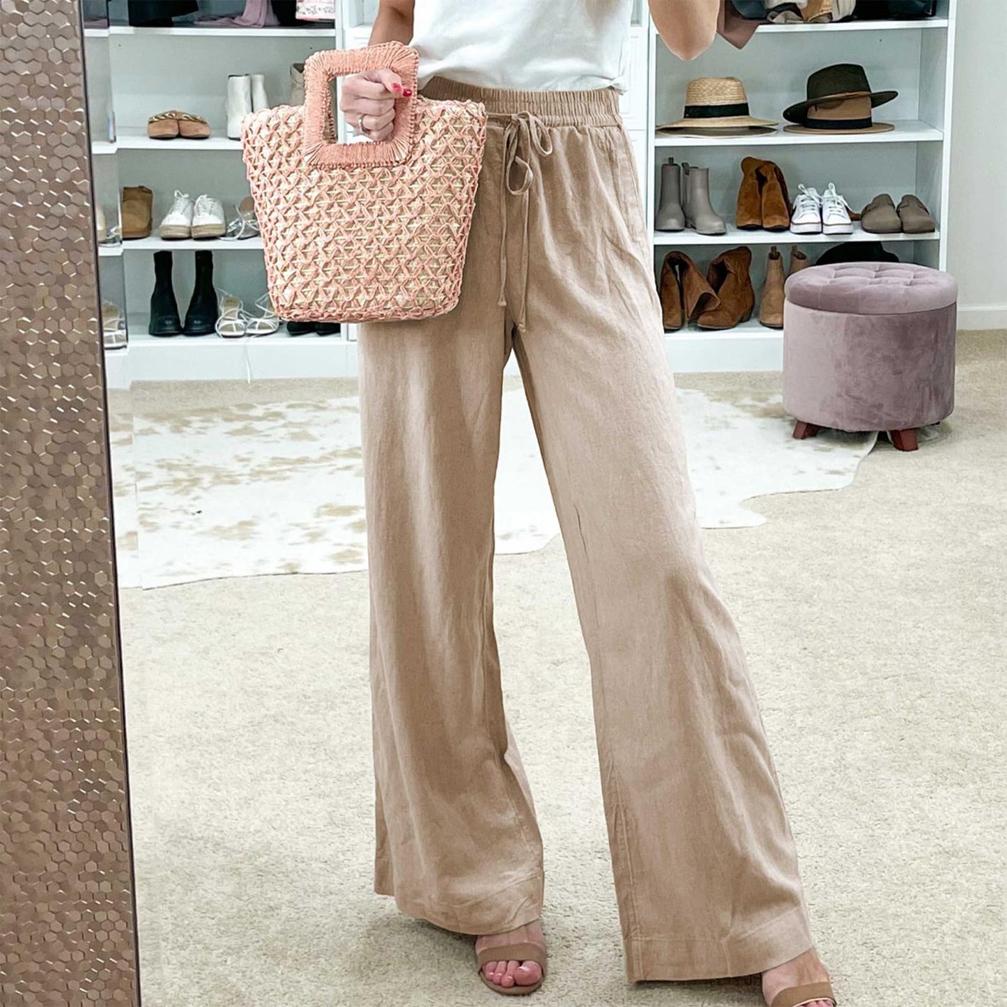 Cotton Linen Palazzo Pants