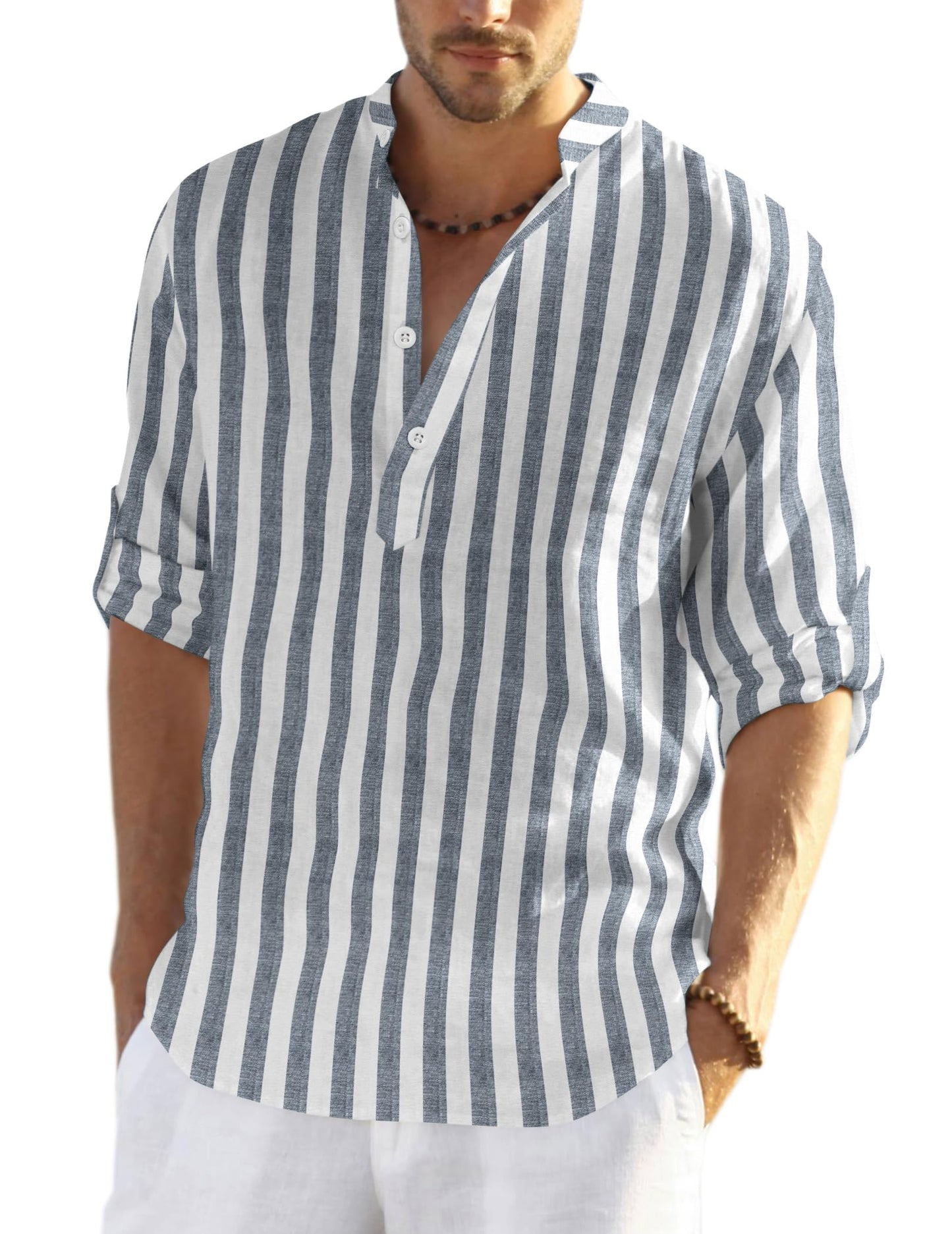 Men's Linen Henley Shirt