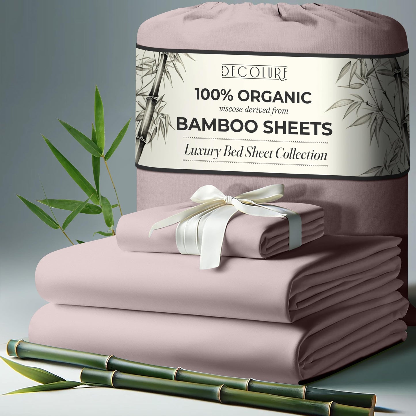 100% Organic Viscose Derived from Bamboo Sheets King Size 4pcs - Ultra Soft & Luxuriously Cooling, 17" Deep Pocket, Double Stitching, Perfect for Hot Sleepers - King Bed Sheets (Olive)