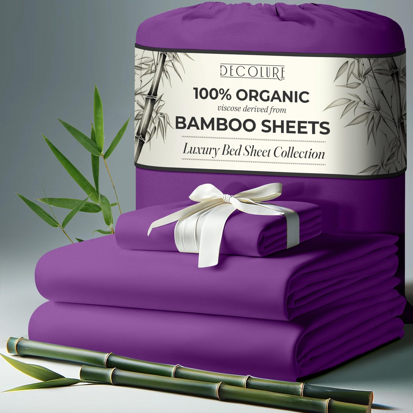 100% Organic Viscose Derived from Bamboo Sheets King Size 4pcs - Ultra Soft & Luxuriously Cooling, 17" Deep Pocket, Double Stitching, Perfect for Hot Sleepers - King Bed Sheets (Olive)